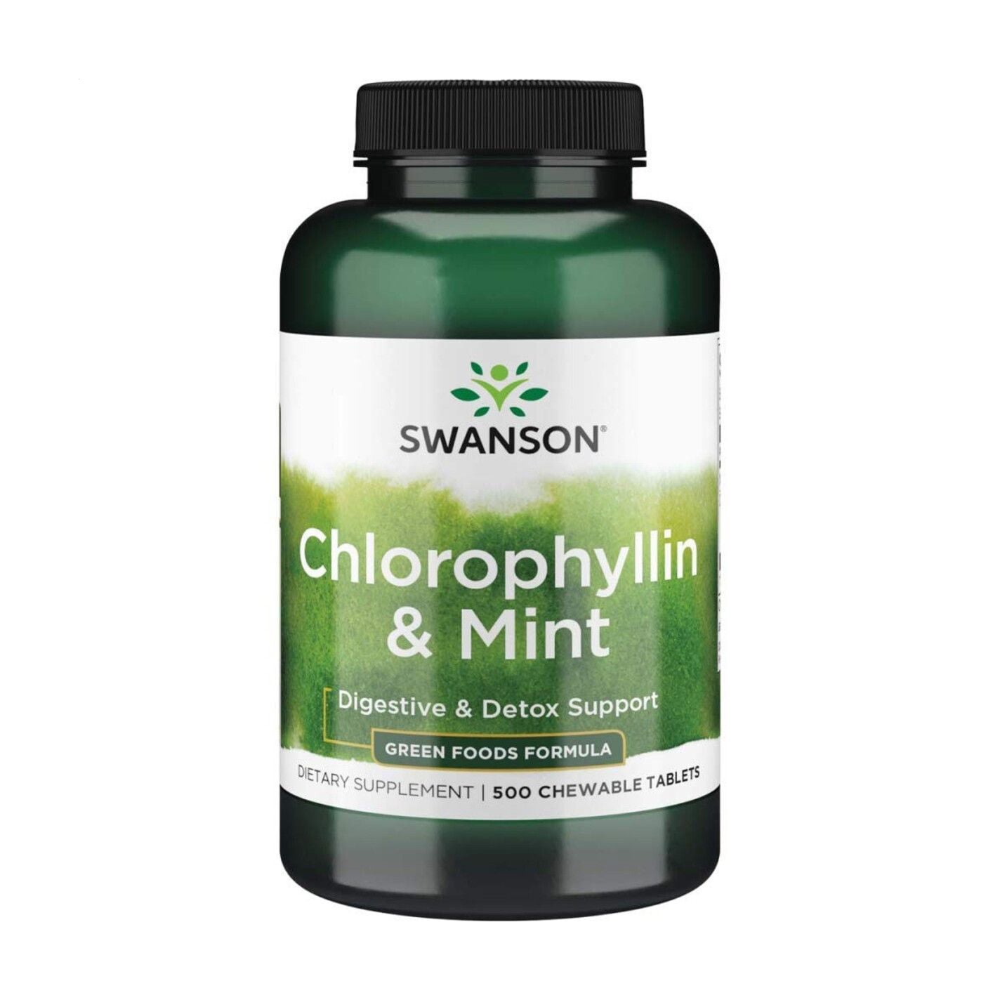 

Хлорофілін і м'ята Swanson Chlorophyllin & Mint, 500 жувальних таблеток