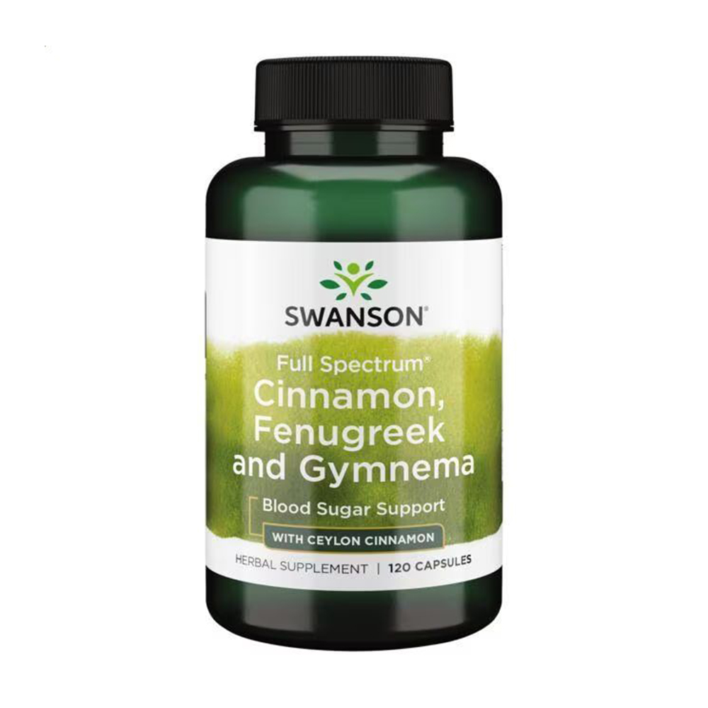 

Кориця, пажитник та джимнема Swanson Full Spectrum Cinnamon, Fenugreek and Gymnema, 120 капсул