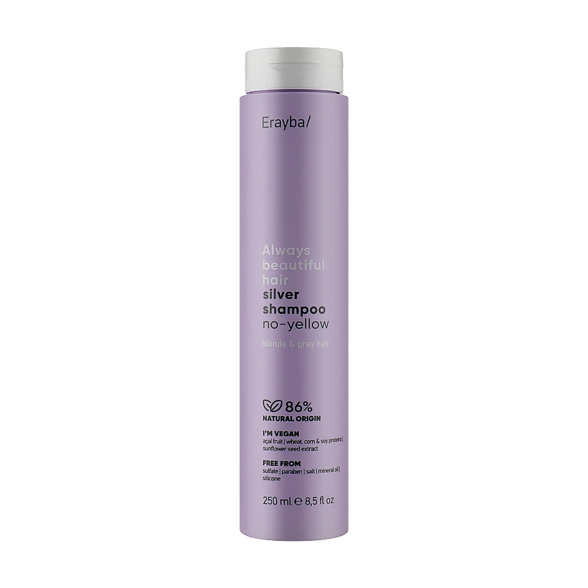 

Уцінка! Антижовтий шампунь Erayba ABH Silver No-Yellow Shampoo для освітленого та сивого волосся, 250 мл