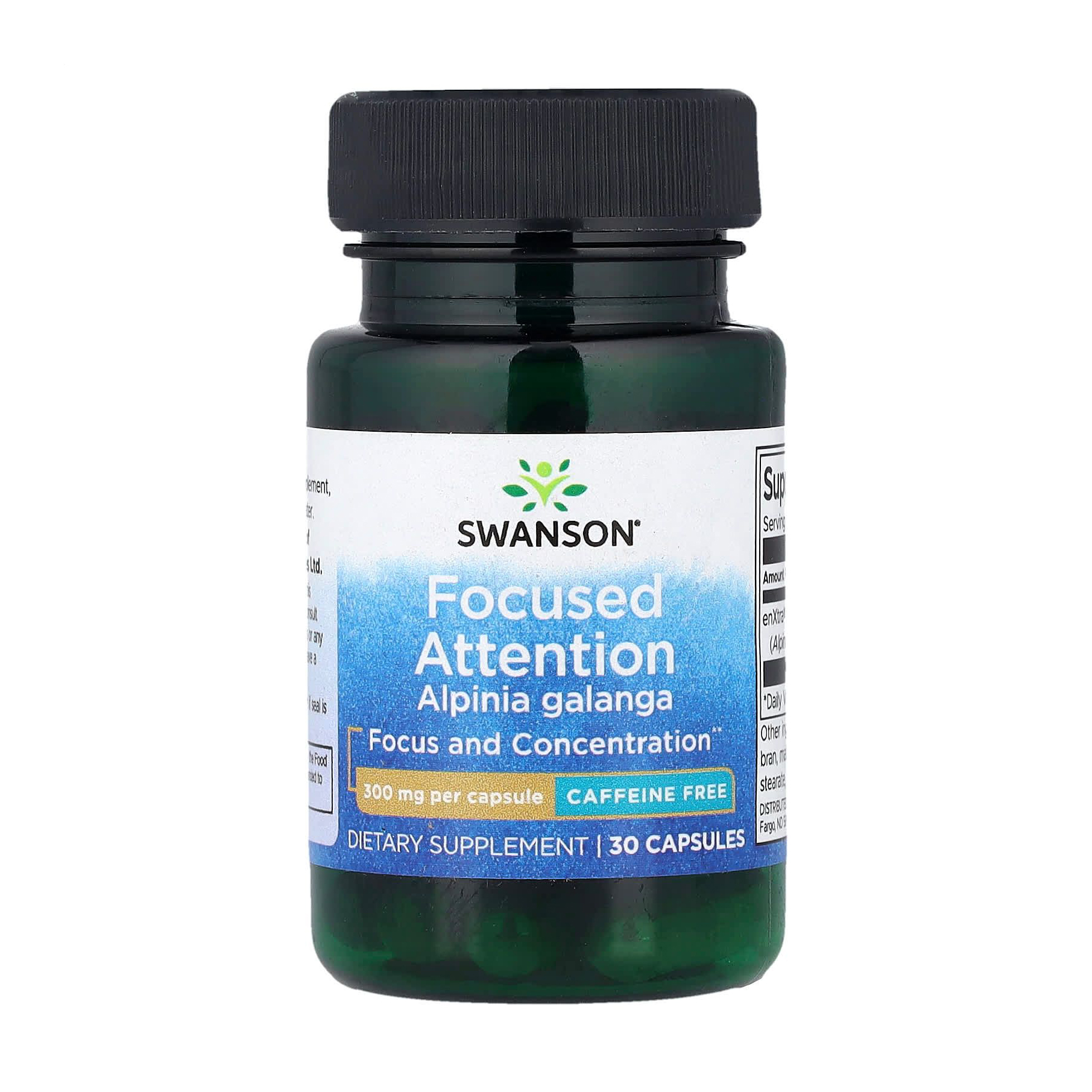 

Підтримка мозку Swanson Focused Attention Alpinia Galanga 300 мг, 30 капсул