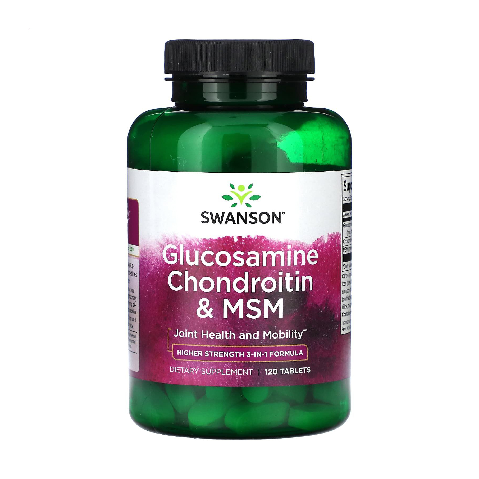 

Глюкозамін, хондроїтин і МСМ Swanson Glucosamine, Chondroitin & MSM, 120 таблеток