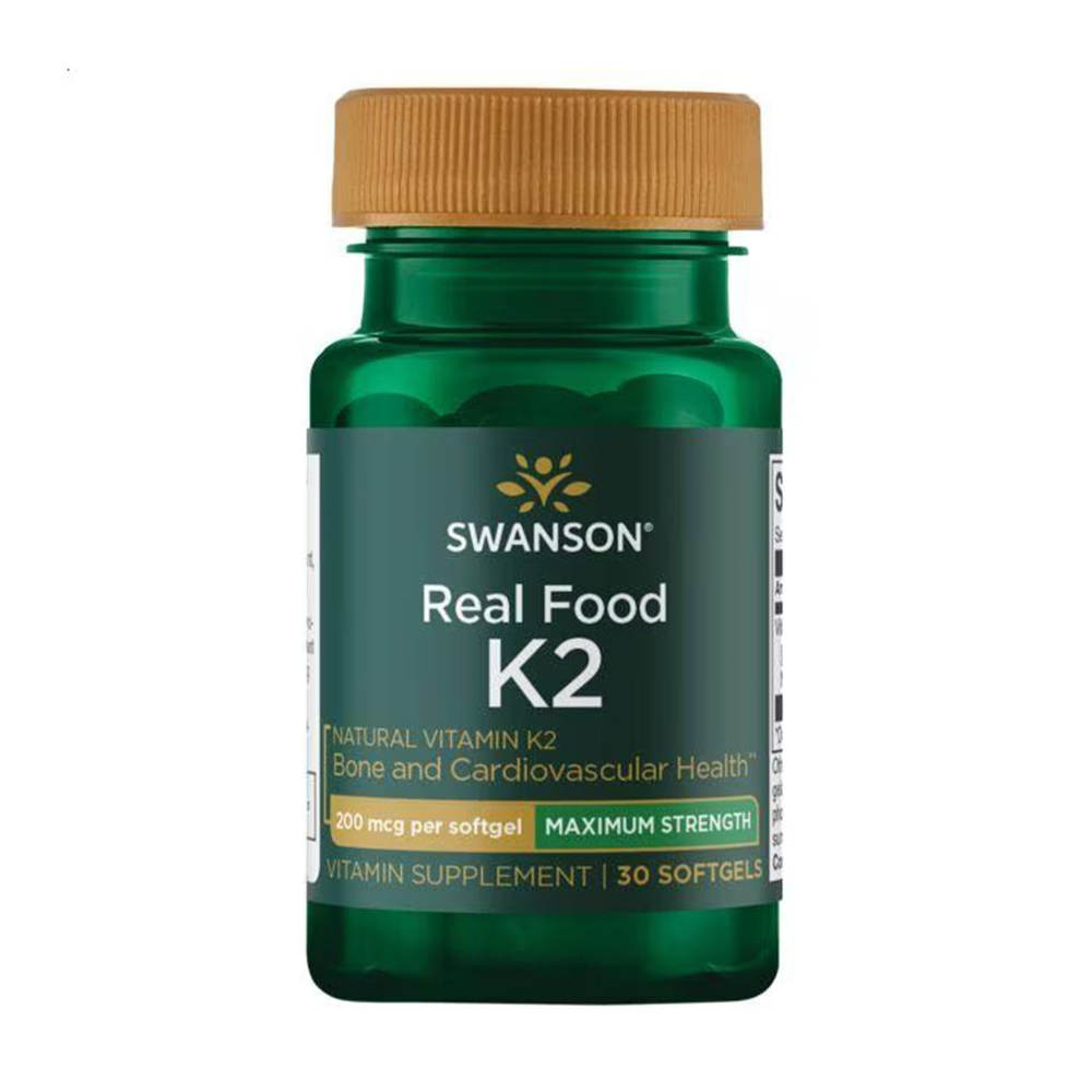 

Вітамін K2 Swanson Real Food K-2, 200 мкг, 30 гелевих капсул