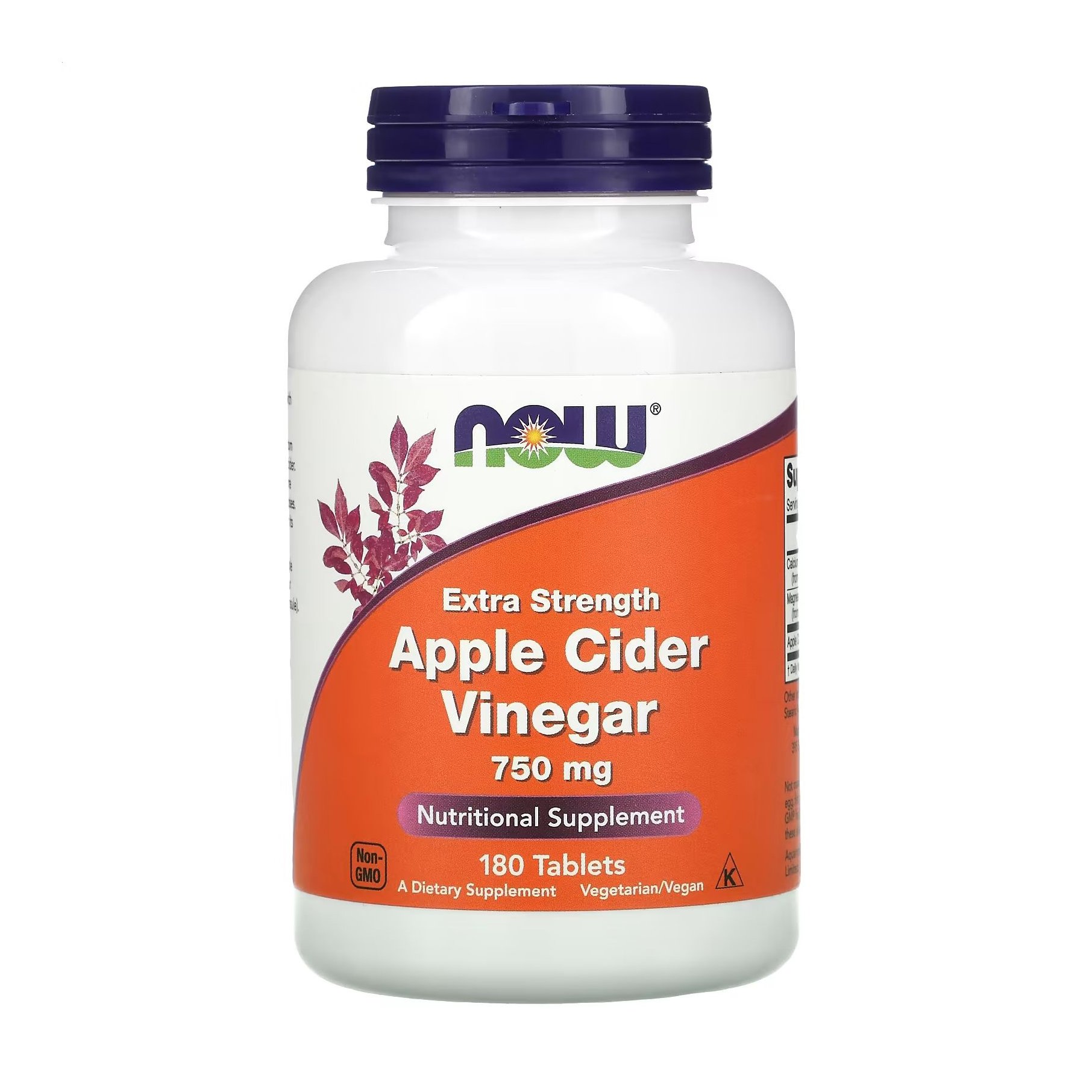 

Яблучний оцет NOW foods Apple Cider Vinegar 750 мг, 180 таблеток