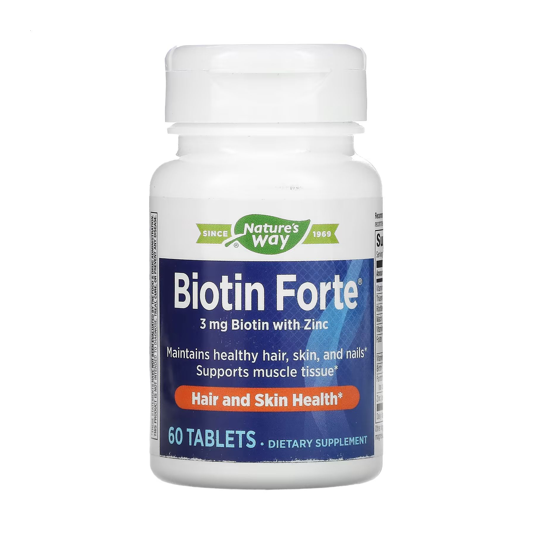 

Біотин форте з цинком Nature's Way Biotin Forte With Zinc 3 мг, 60 таблеток