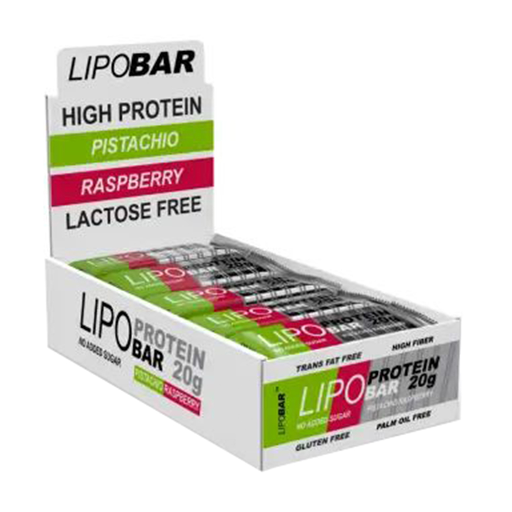 

Протеїновий батончик Lipobar Protein Bar Фісташка-малина, 20*50 г