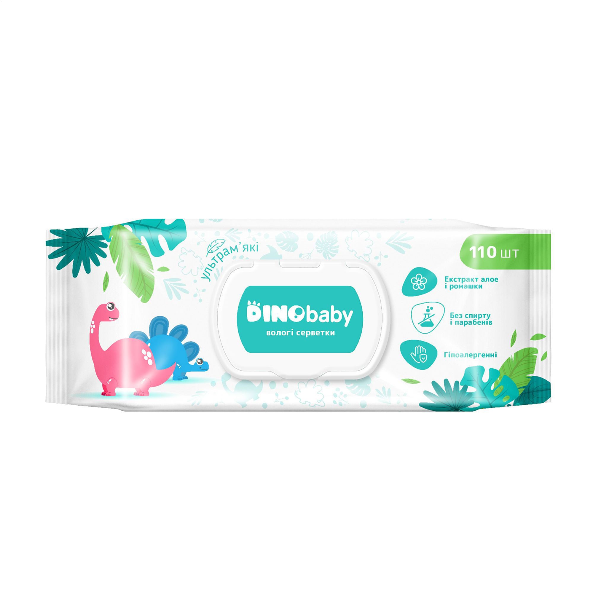 

Вологі серветки DinoBaby Ультрам'які, 110 шт