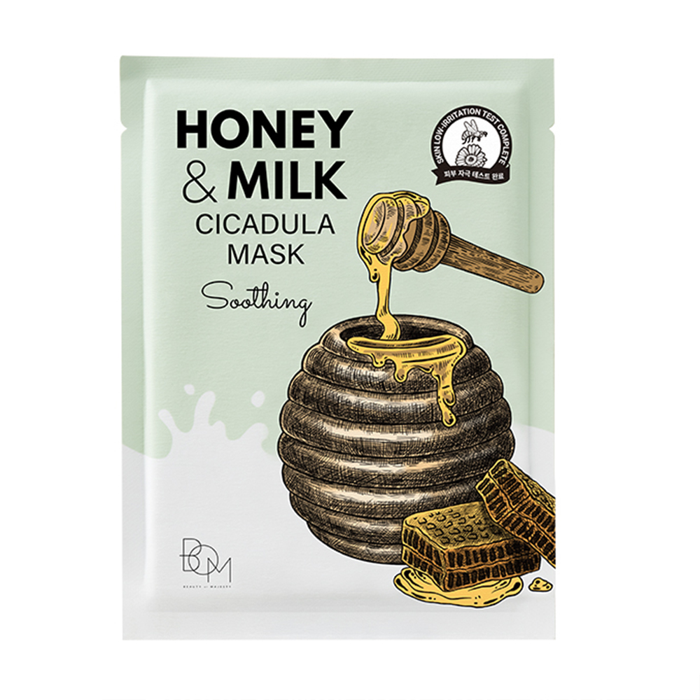 

Уцінка! Тканинна заспокійлива маска для обличчя Beauty of Majesty Honey & Milk Cicadula Mask з медом та молоком, 25 мл