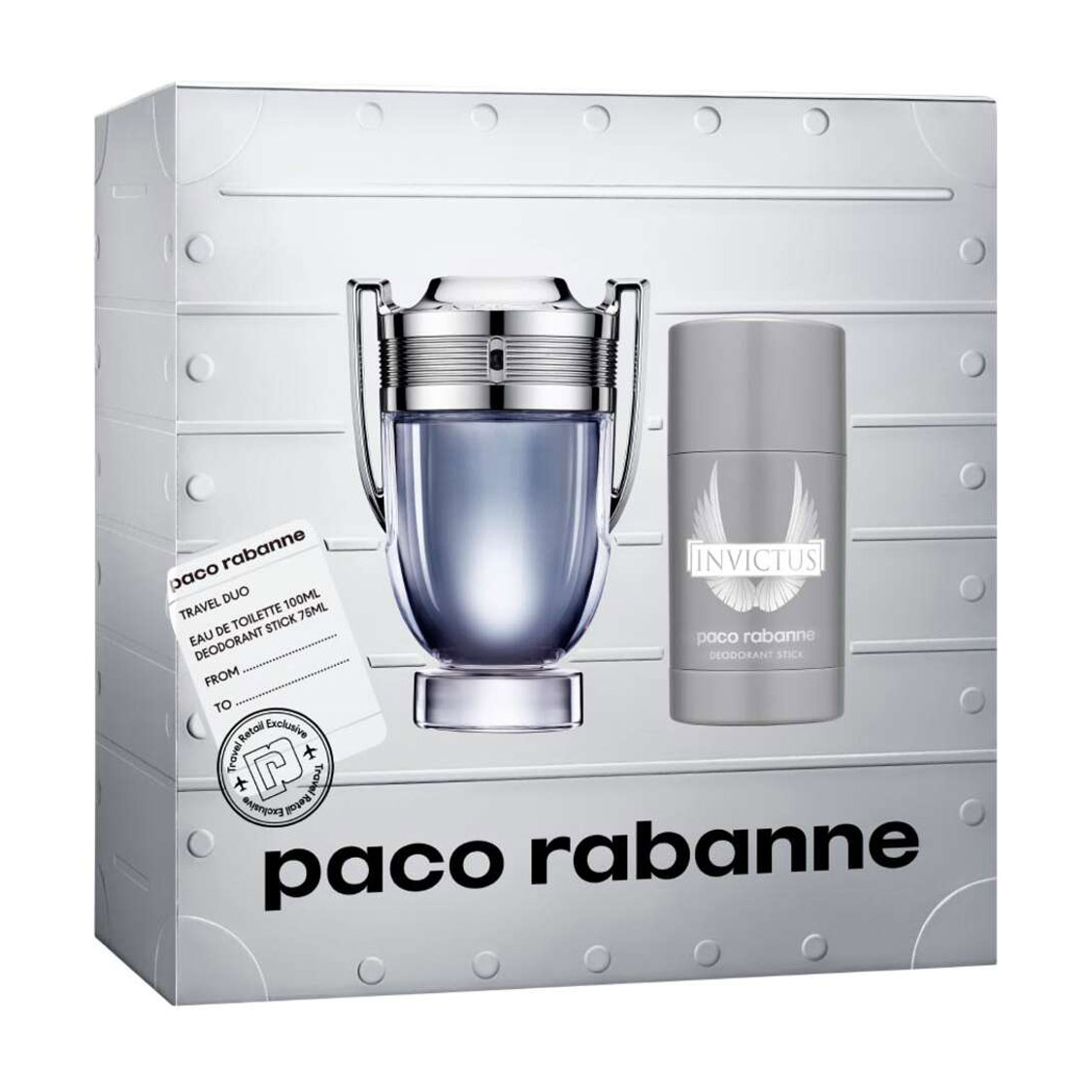 

Парфумований набір чоловічий Rabanne Invictus (туалетна вода, 100 мл + дезодорант-стік, 75 мл)