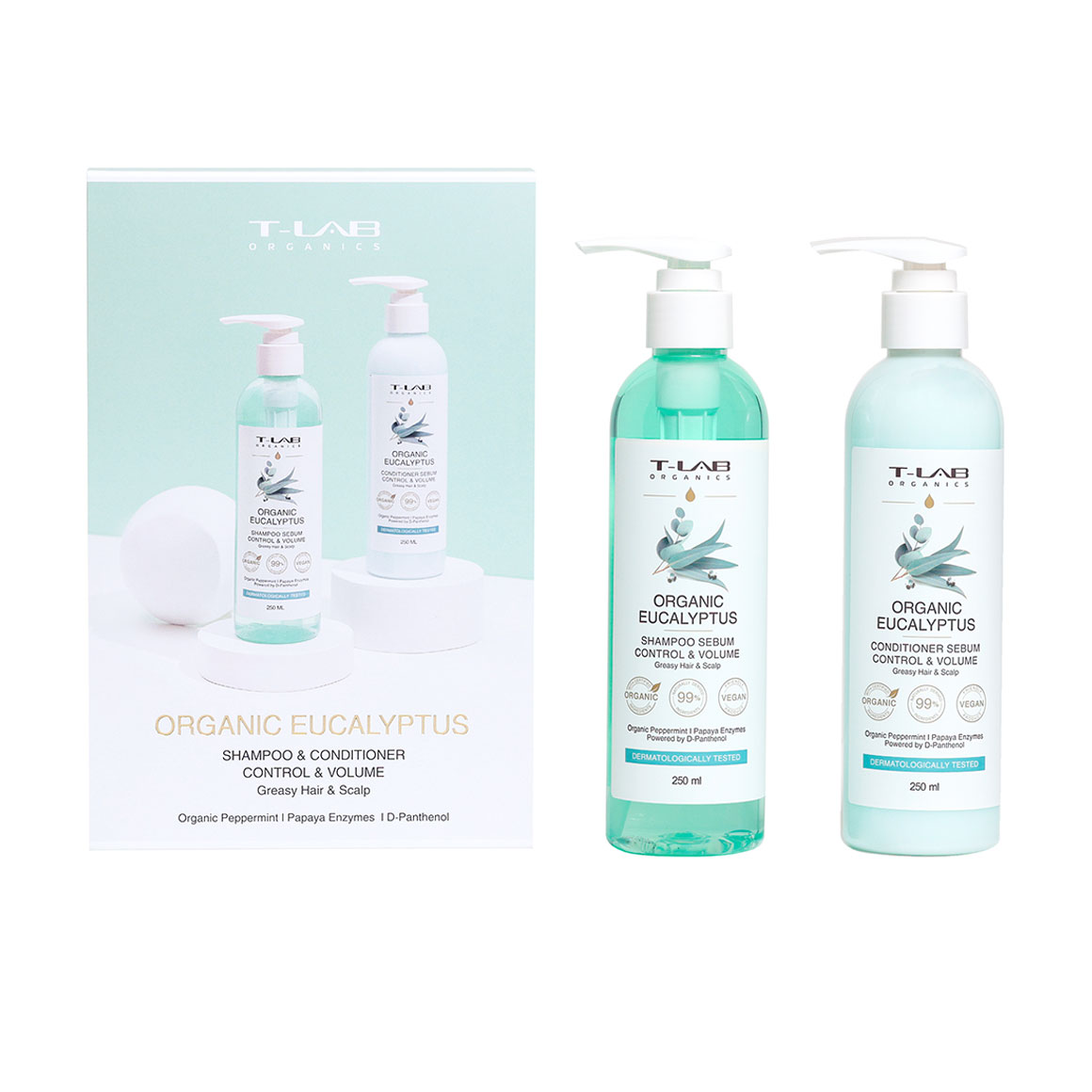 Уцінка! Подарунковий набір для волосся T-LAB Professional Organics Organic Eucalyptus (шампунь, 250 мл + кондиціонер, 250 мл)