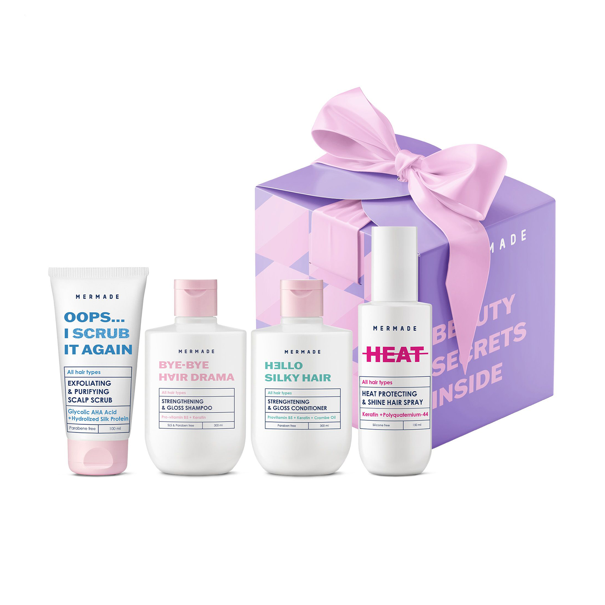 

Уцінка! Подарунковий набір для волосся Mermade Fabulous Hair Set (шампунь, 300 мл + кондиціонер, 300 мл + скраб-пілінг, 100 мл + термозахист-спрей, 150 мл)