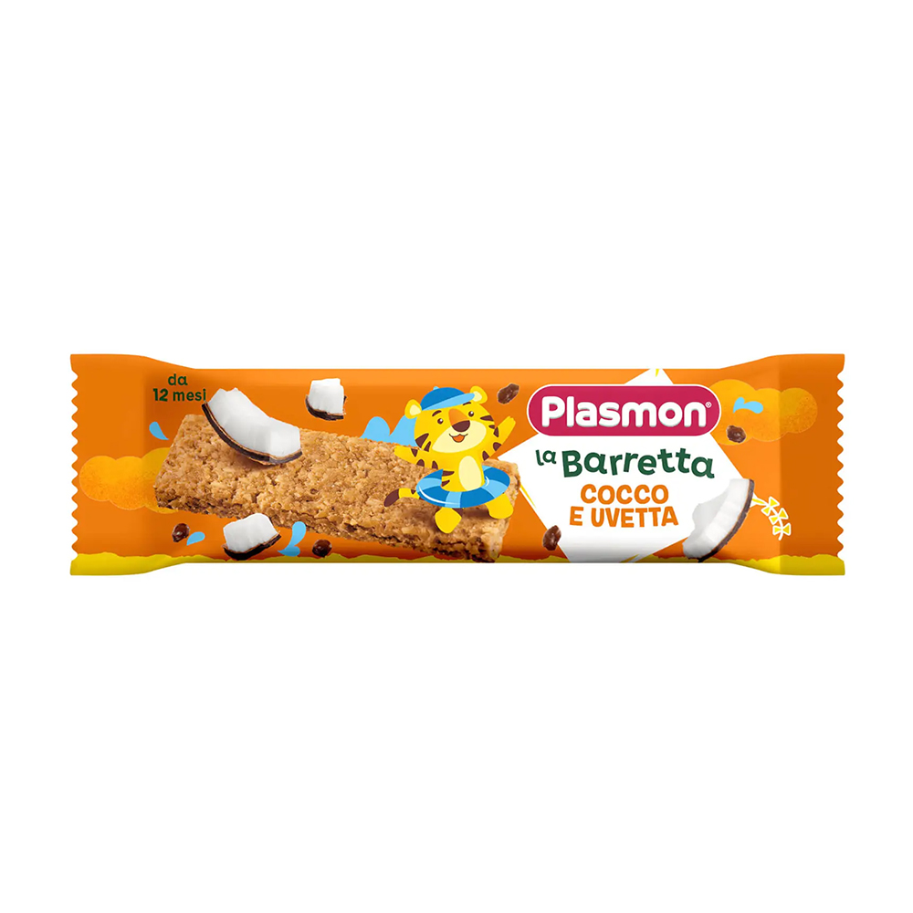

Батончик Plasmon злаковий, зі смаком кокосу та родзинок, від 1 року, 20 г