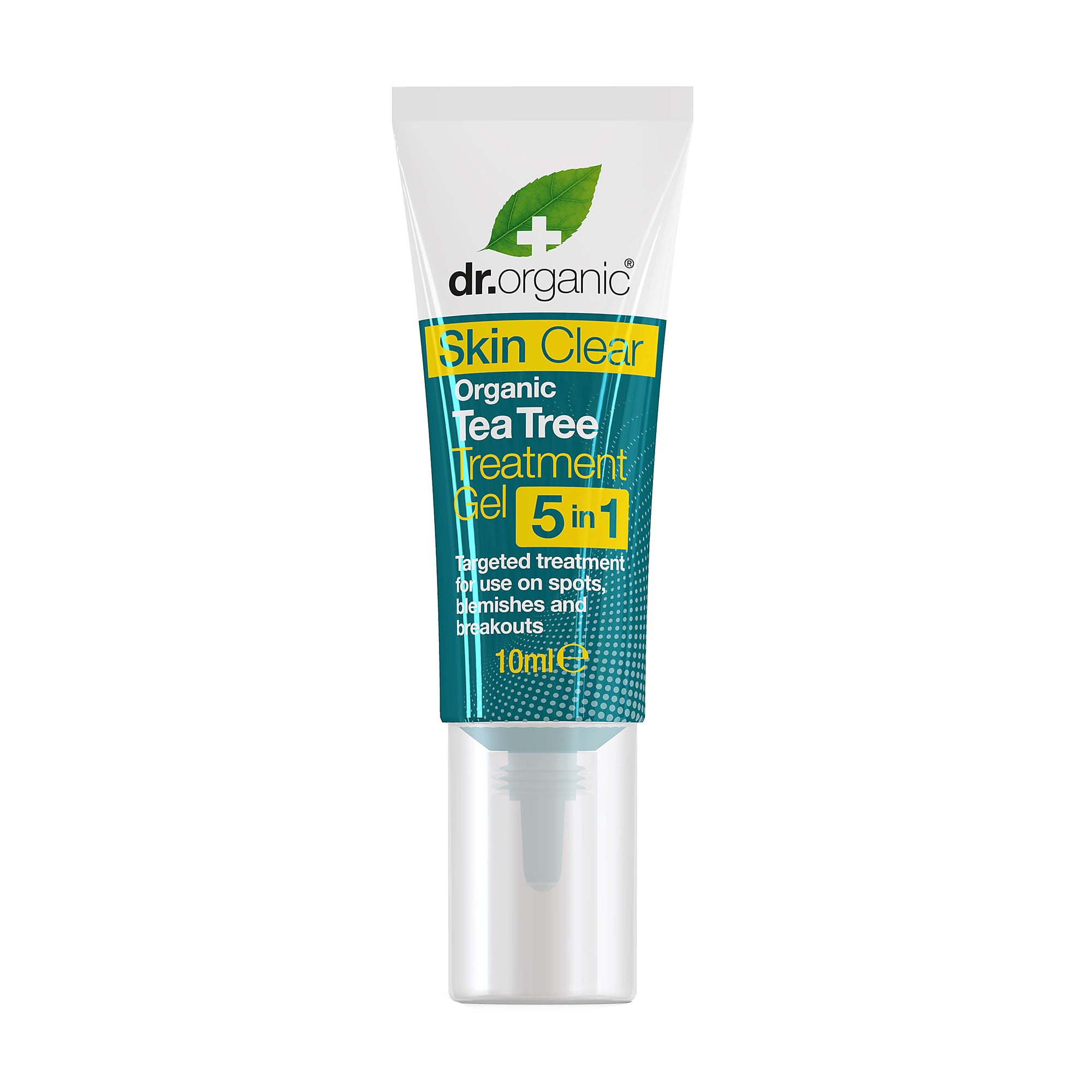 

Уцінка! Гель для обличчя Dr. Organic Skin Clear Tea Tree Treatment Gel 5 in 1 проти недоліків та запалень, 10 мл