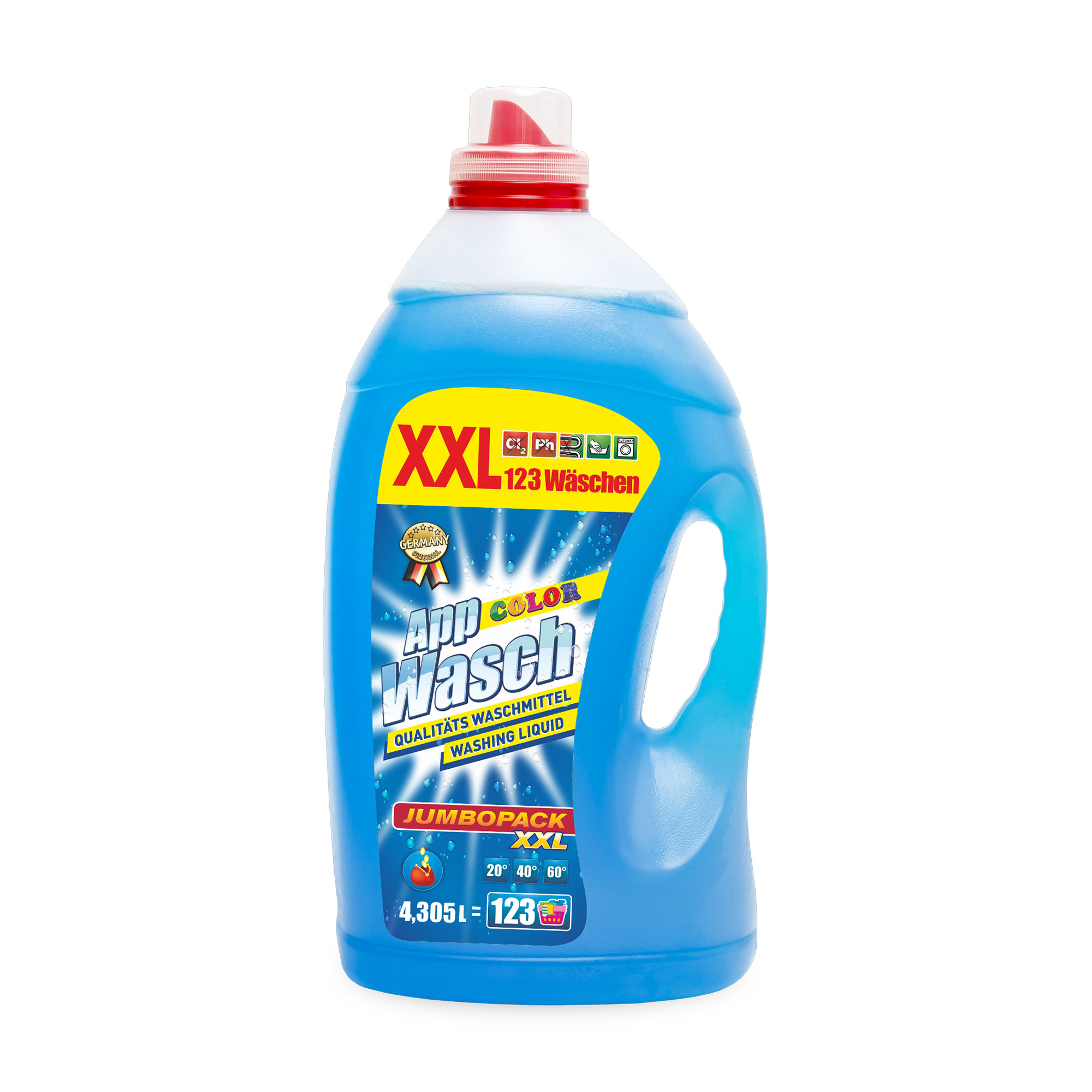 

Уцінка! Гель для прання AppWasch Color Washing Liquid для кольорових речей, 123 цикли прання, 4.305 л