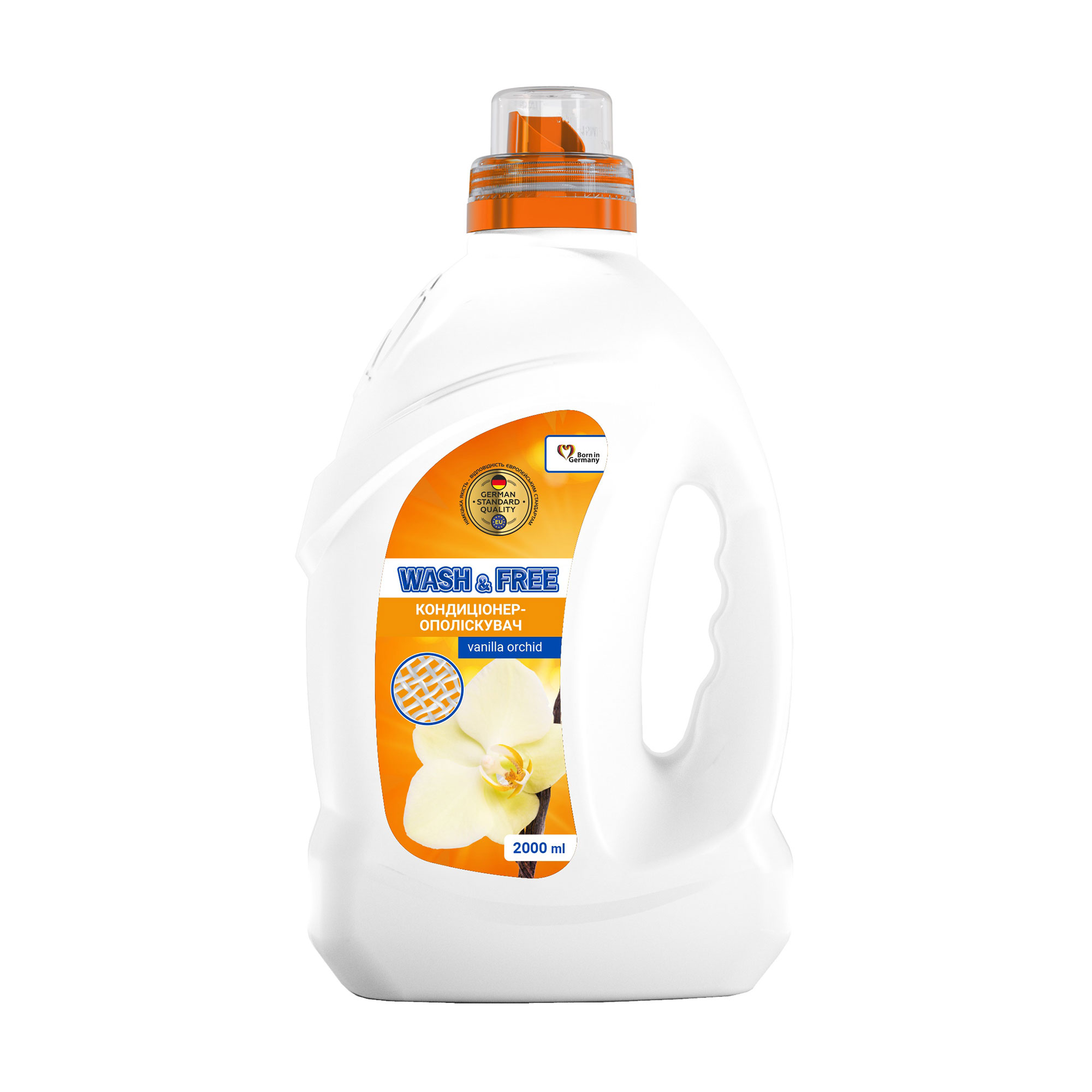 

Уцінка! Концентрований пом`якшувач для тканин Wash & Free Ванільна орхідея, 2 л