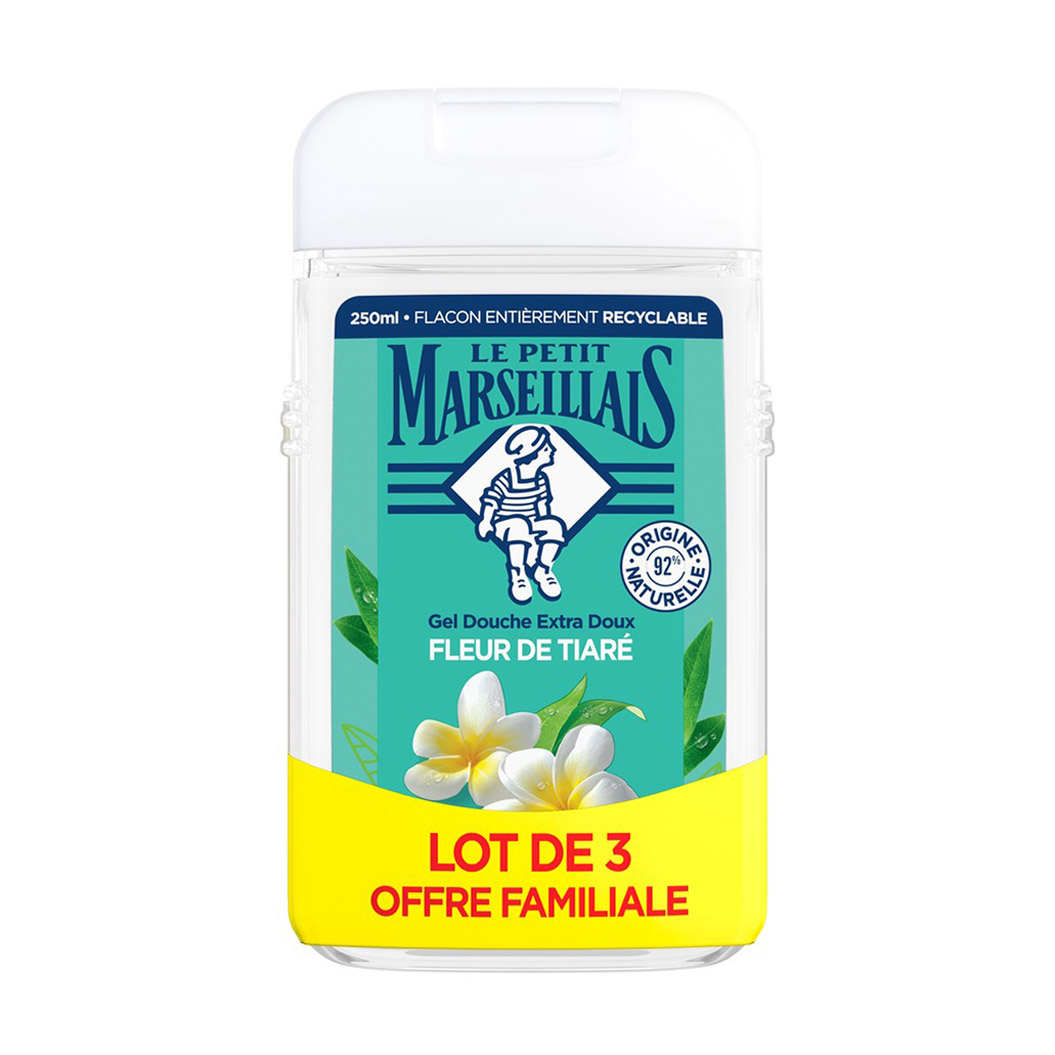 

Набір гелів для душу Le Petit Marseillais Квітка Тіаре, 3*250 мл