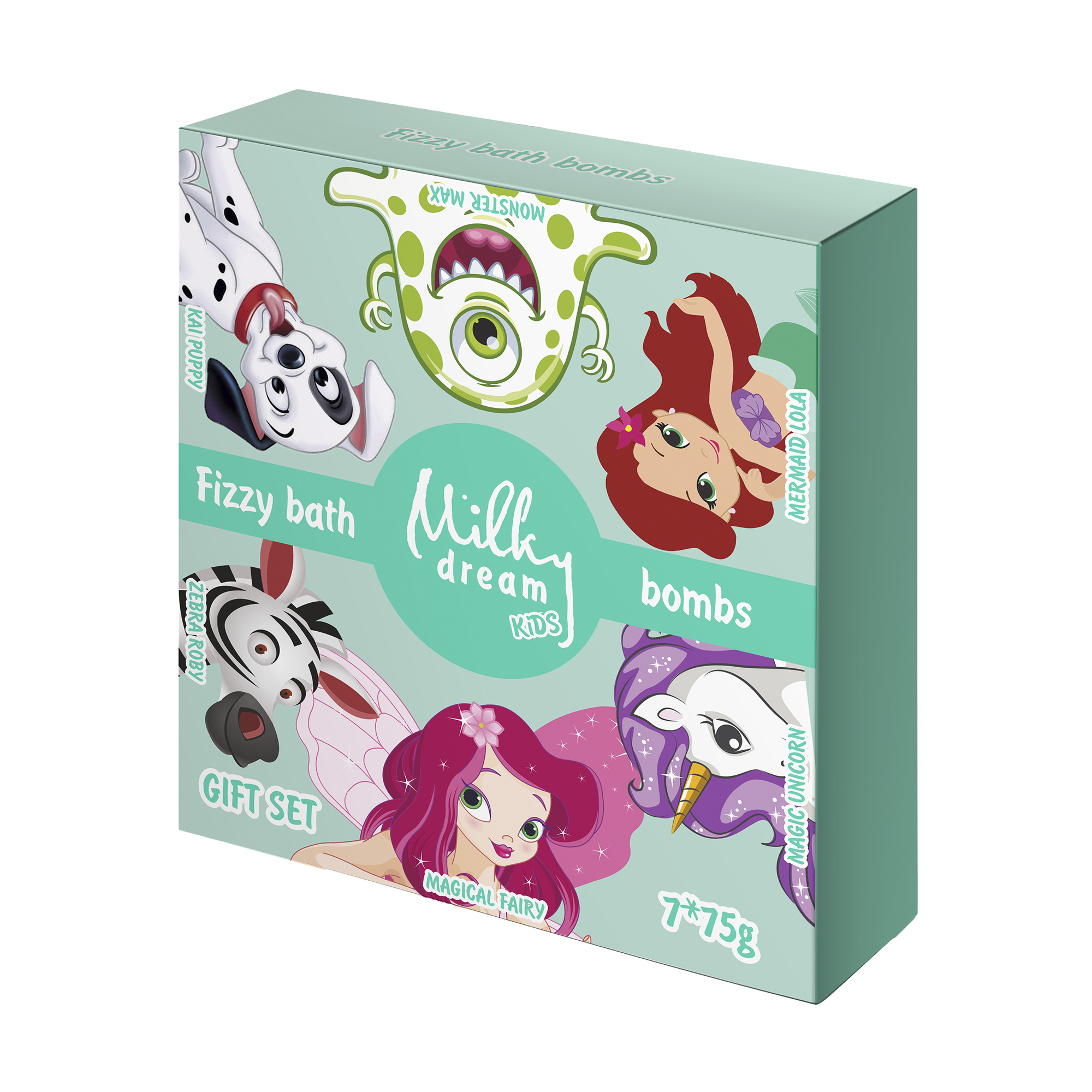 

Уцінка! Подарунковий набір дитячих бомбочок для ванни Milky Dream, 7*75 г