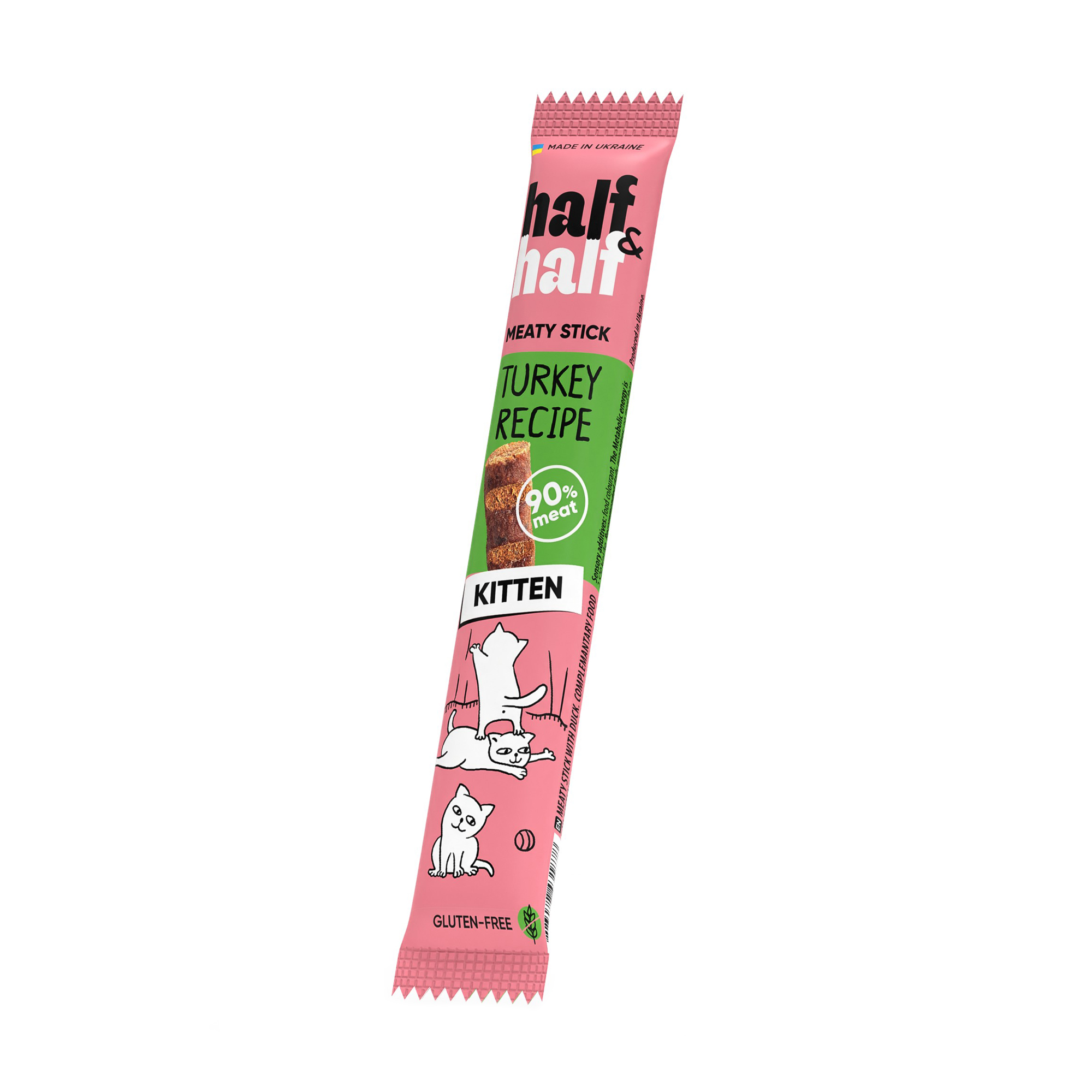 

Ласощі для кошенят Half&Half у формі м'ясних паличок, із індичкою, 5 г