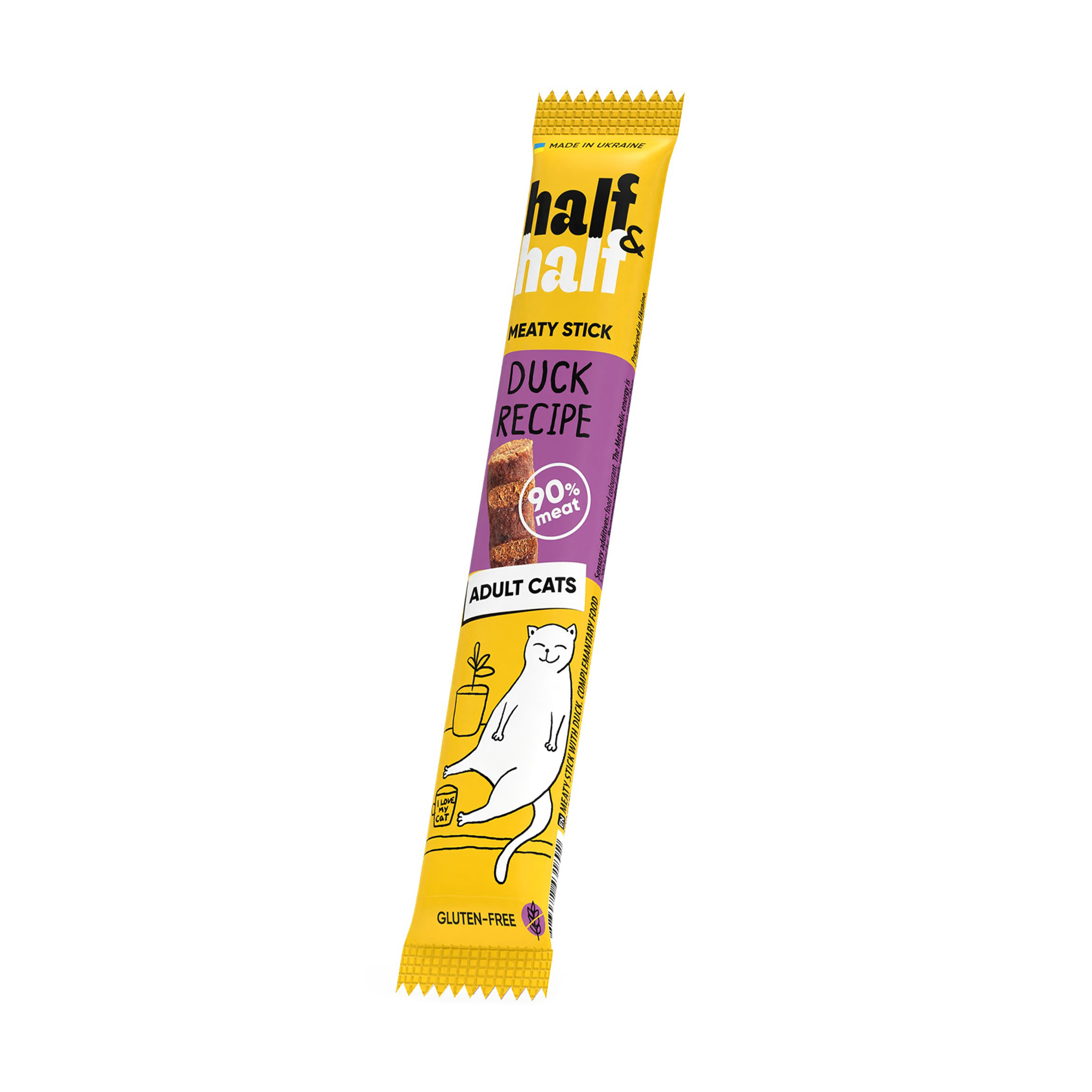 

Ласощі для кішок Half&Half у формі м'ясних паличок, із качкою, 5 г
