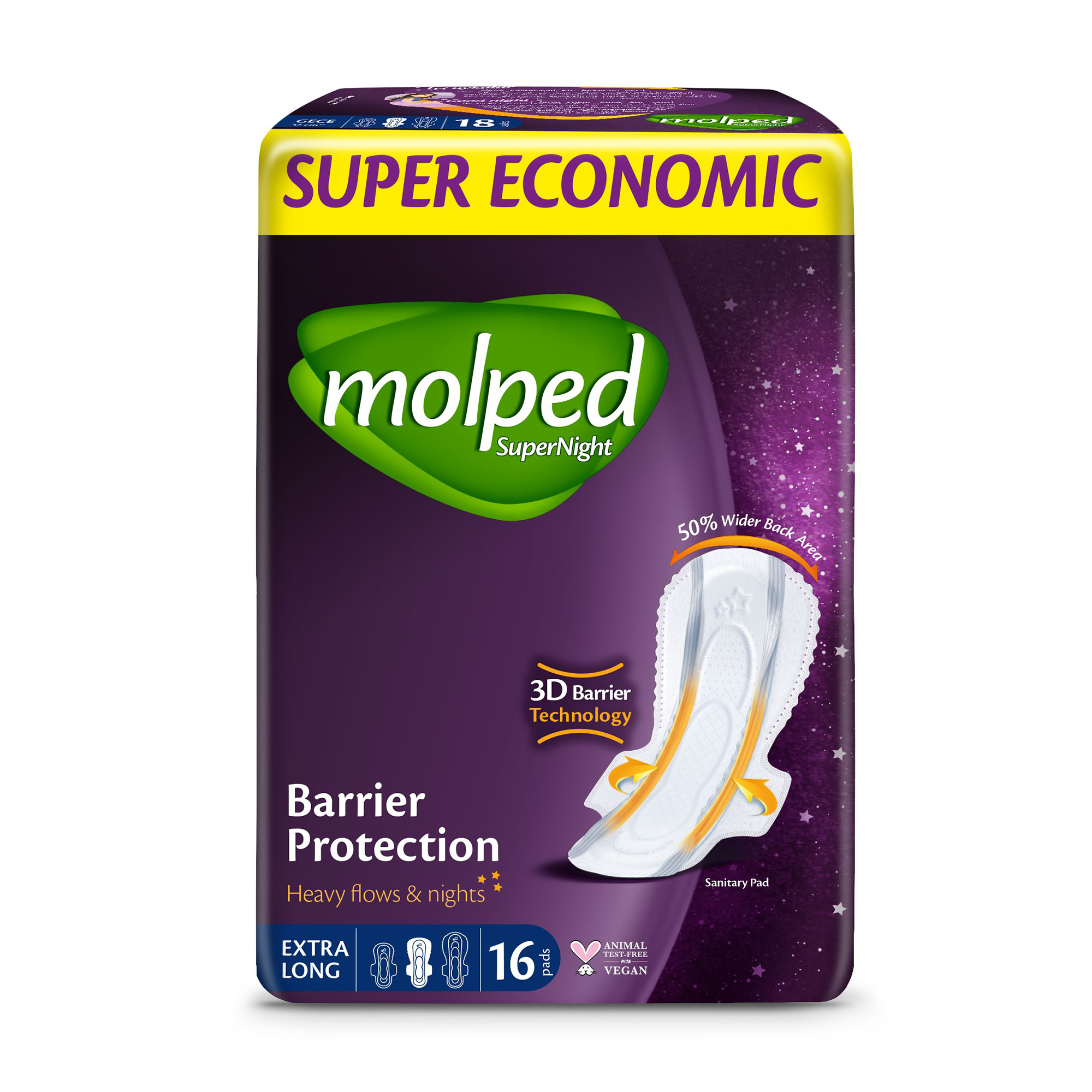 

Гігієнічні прокладки Molped Super Night Extra Long, 16 шт