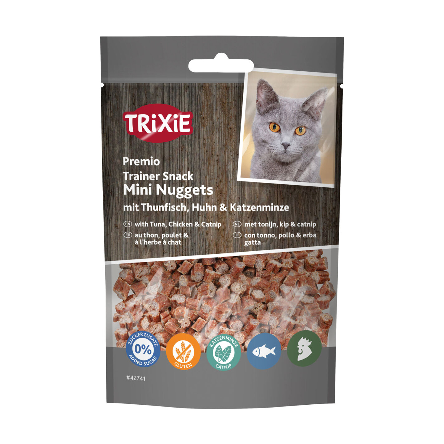 

Ласощі для кішок Trixie Trainer Snack Mini Nuggets з тунцем, куркою та кошачою м'ятою, 50 г