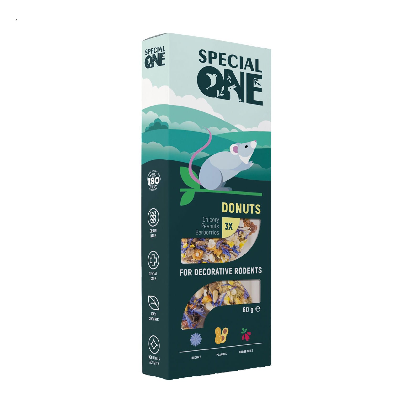 Ласощі Special One Пончики для декоративних гризунів, цикорій, арахіс, барбарис, 60 г