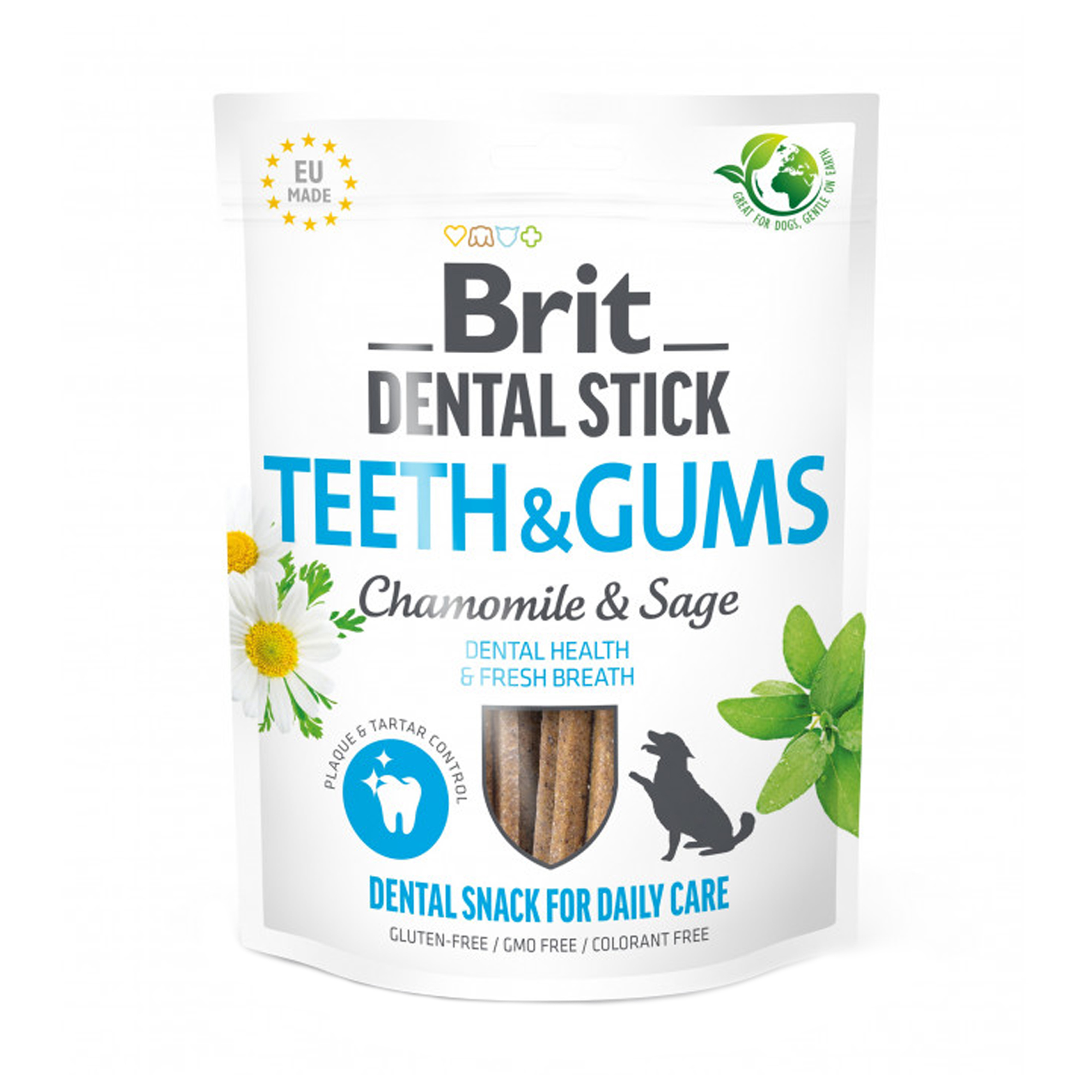 

Ласощі для собак Brit Dental Stick Teeth & Gums ромашка та шавлія, 251 г