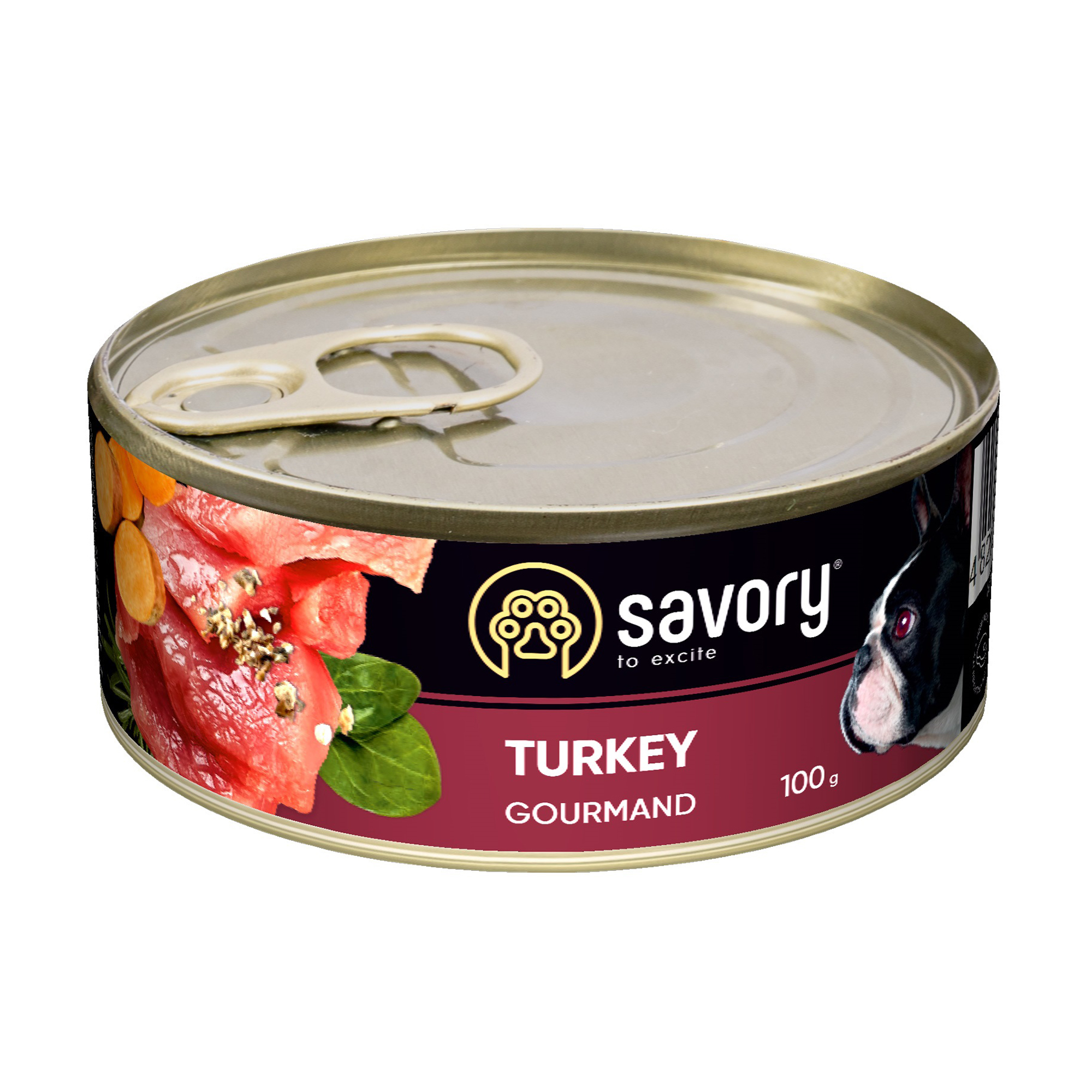 

Вологий корм для собак всіх порід Savory To Excite Gourmand з індичкою, 100 г