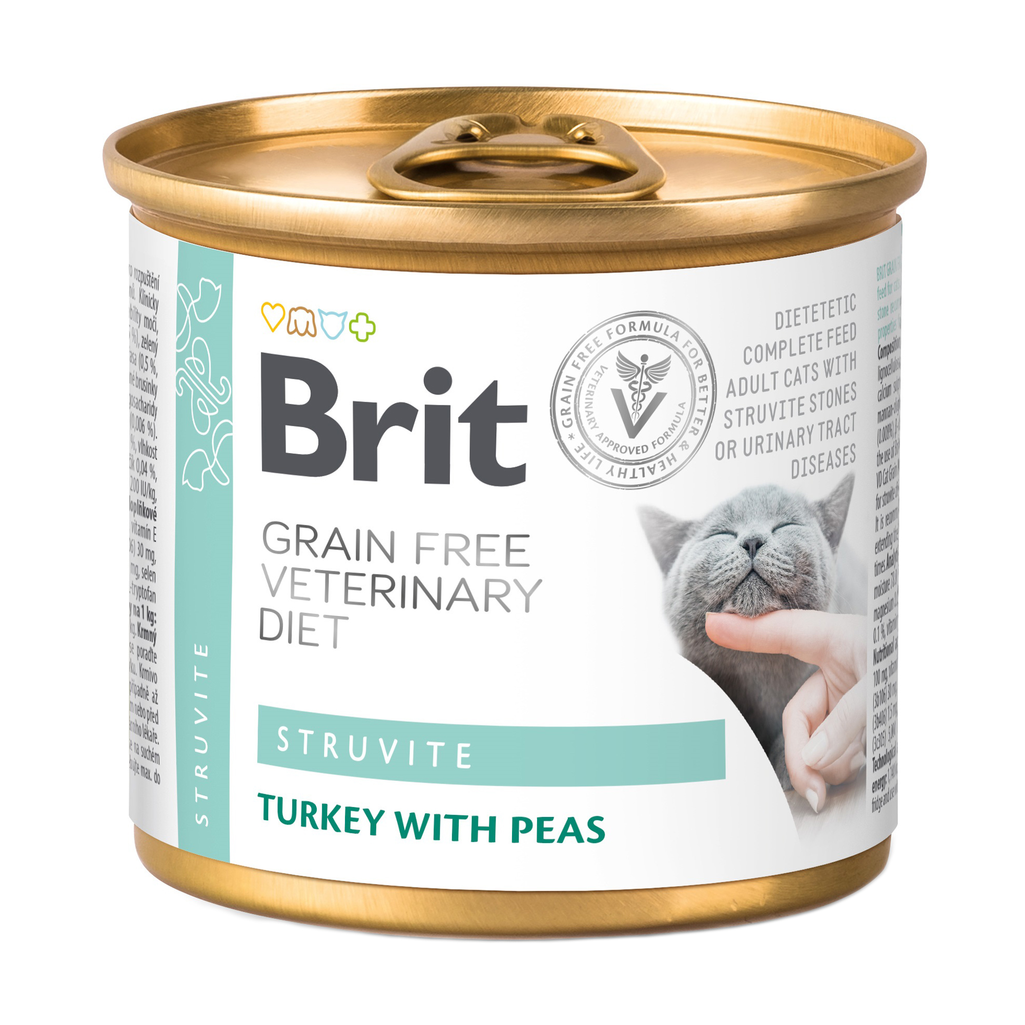 

Вологий корм для кішок всіх порід Brit Grain Free Veterinary Diet Struvite при сечокам'янній хворобі, з індичкою та горохом, 200 г