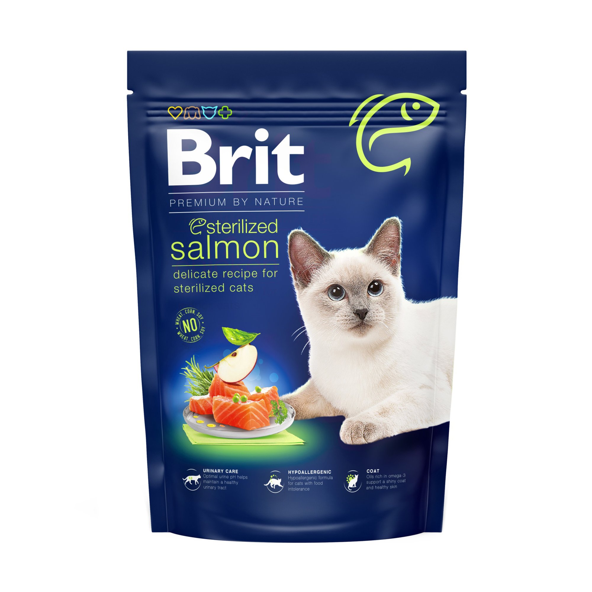 

Сухий корм для стерилізованих кішок всіх порід Brit Premium By Nature Sterilized Salmon з лососем, 800 г