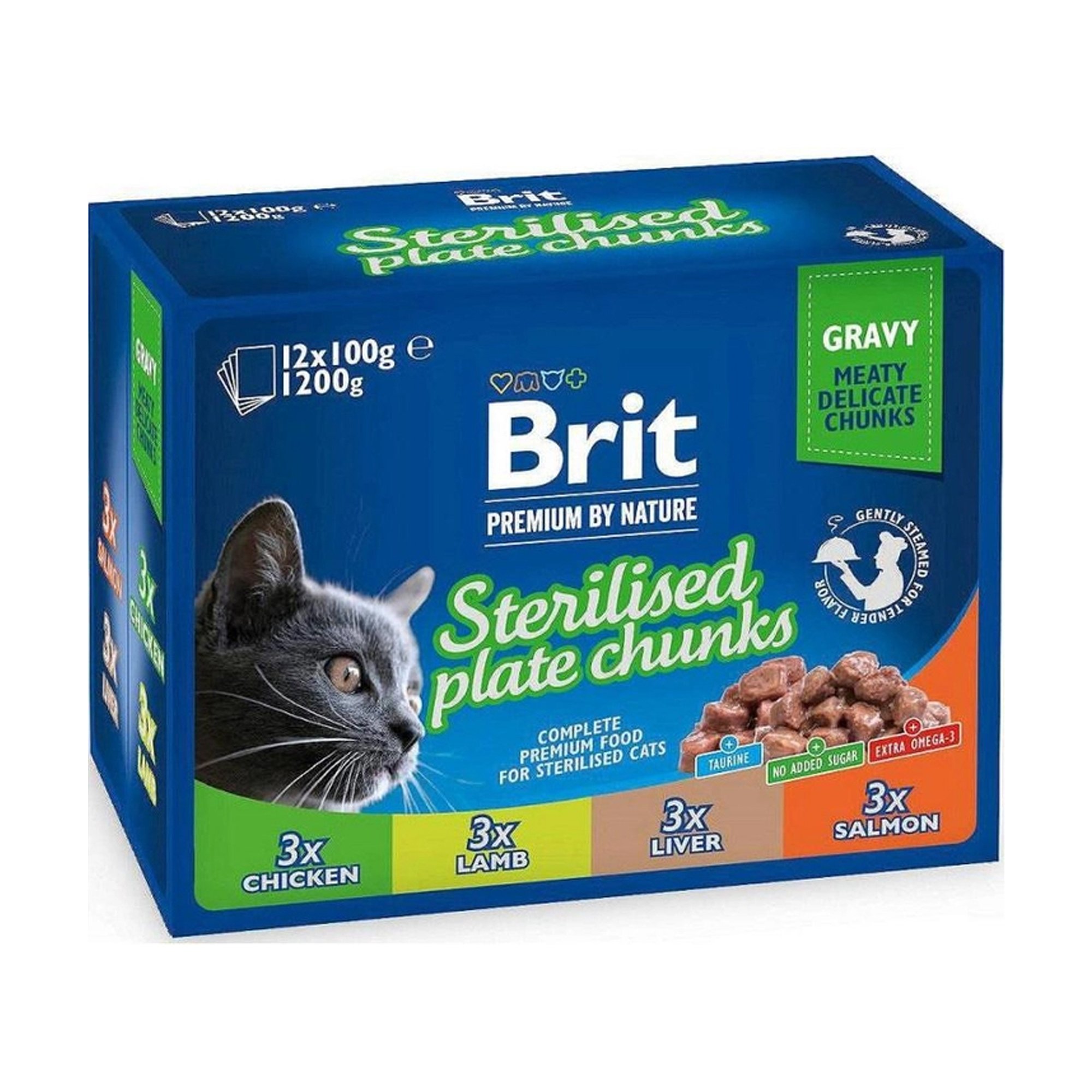 

Набір вологого корму для стерилізованих кішок всіх порід Brit Premium By Nature Sterilised Plate Chunks, 12*100 г