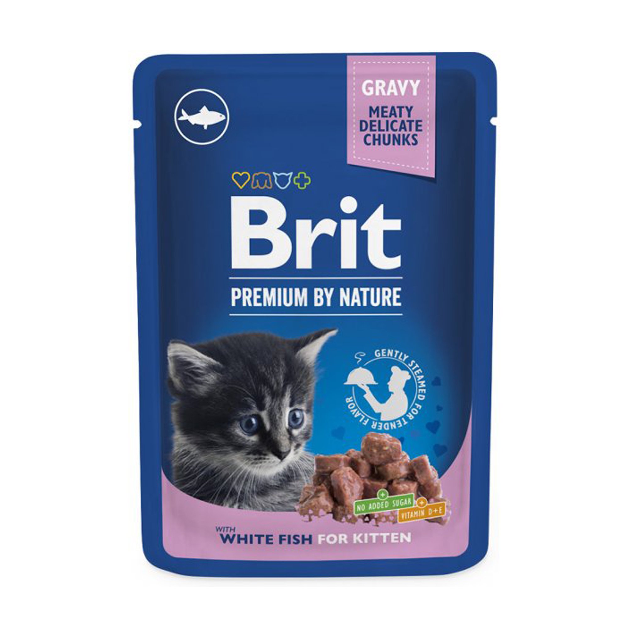 

Вологий корм для кошенят всіх порід Brit Premium By Nature White Fish Kitten з білою рибою, 100 г