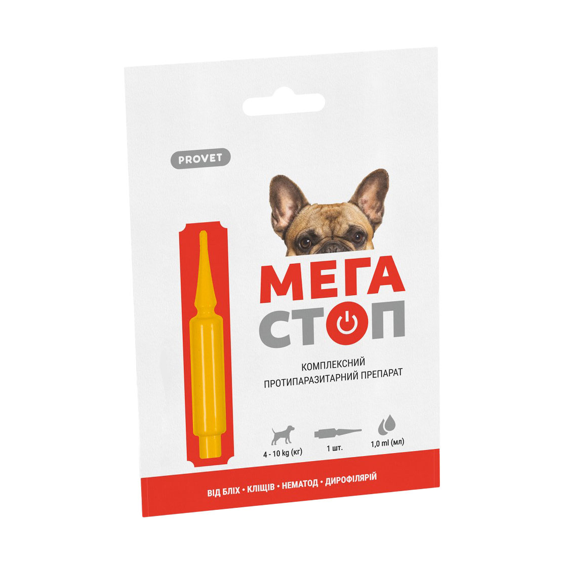 

Протипаразитарні краплі для собак ProVET Мегастоп, від 4 до 10 кг, 1 мл