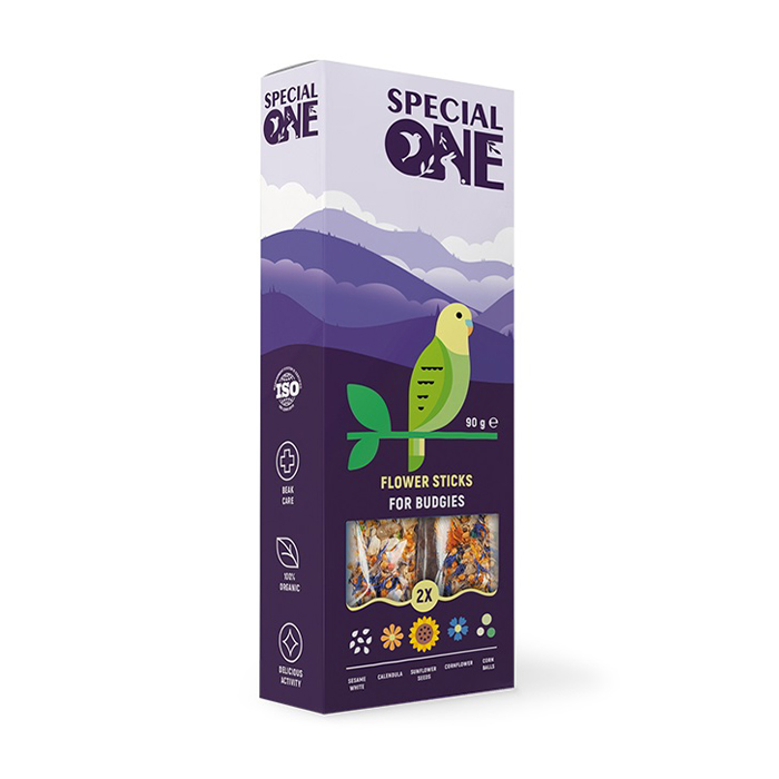 

Ласощі для хвилястих папуг Special One Квіткові палички, 90 г