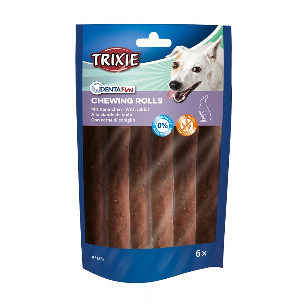 

Ласощі для собак Trixie Denta Fun Chewing Rolls для чищення зубів, з кроликом, 70 г