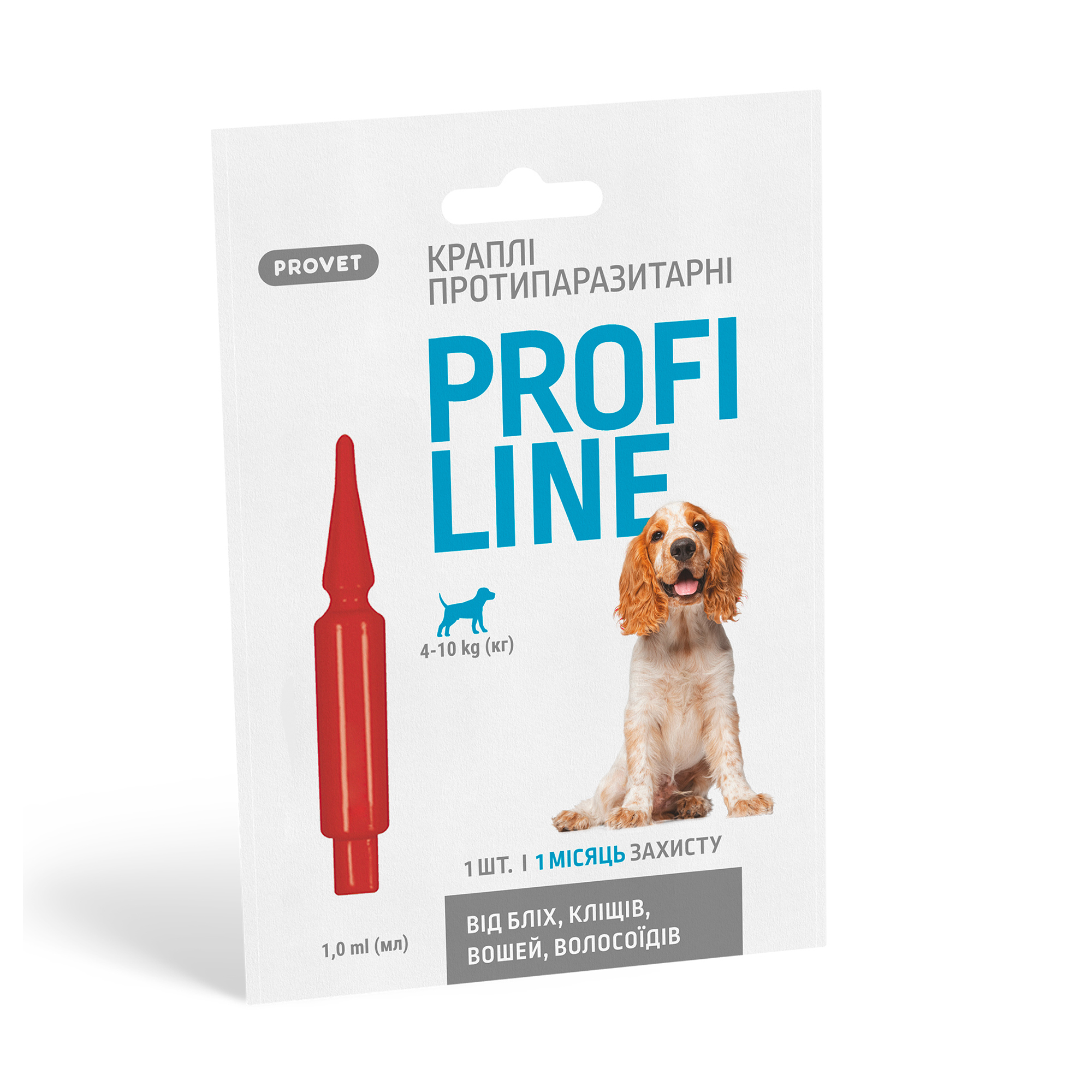 

Протипаразитарні краплі для собак ProVET Profiline від 4 до 10 кг, 1 мл