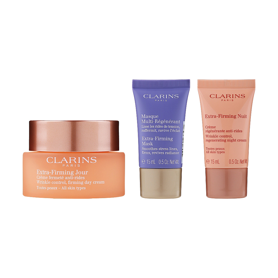

Уцінка! Набір Clarins Extra-Firming Collection для обличчя (денний крем, 50 мл + нічний крем, 15 мл + маска, 15 мл)