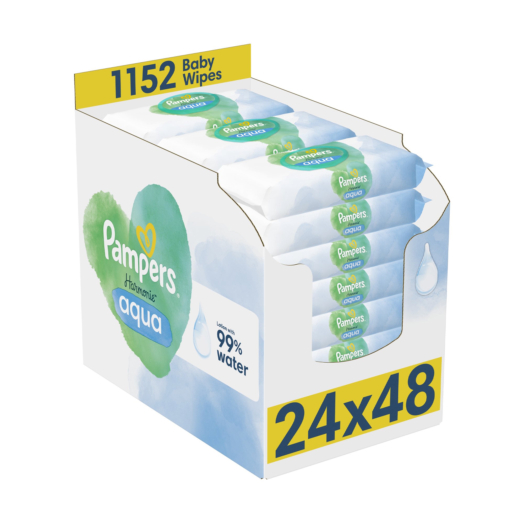 

Уцінка! Дитячі вологі серветки Pampers Harmonie Aqua, 24*48 шт