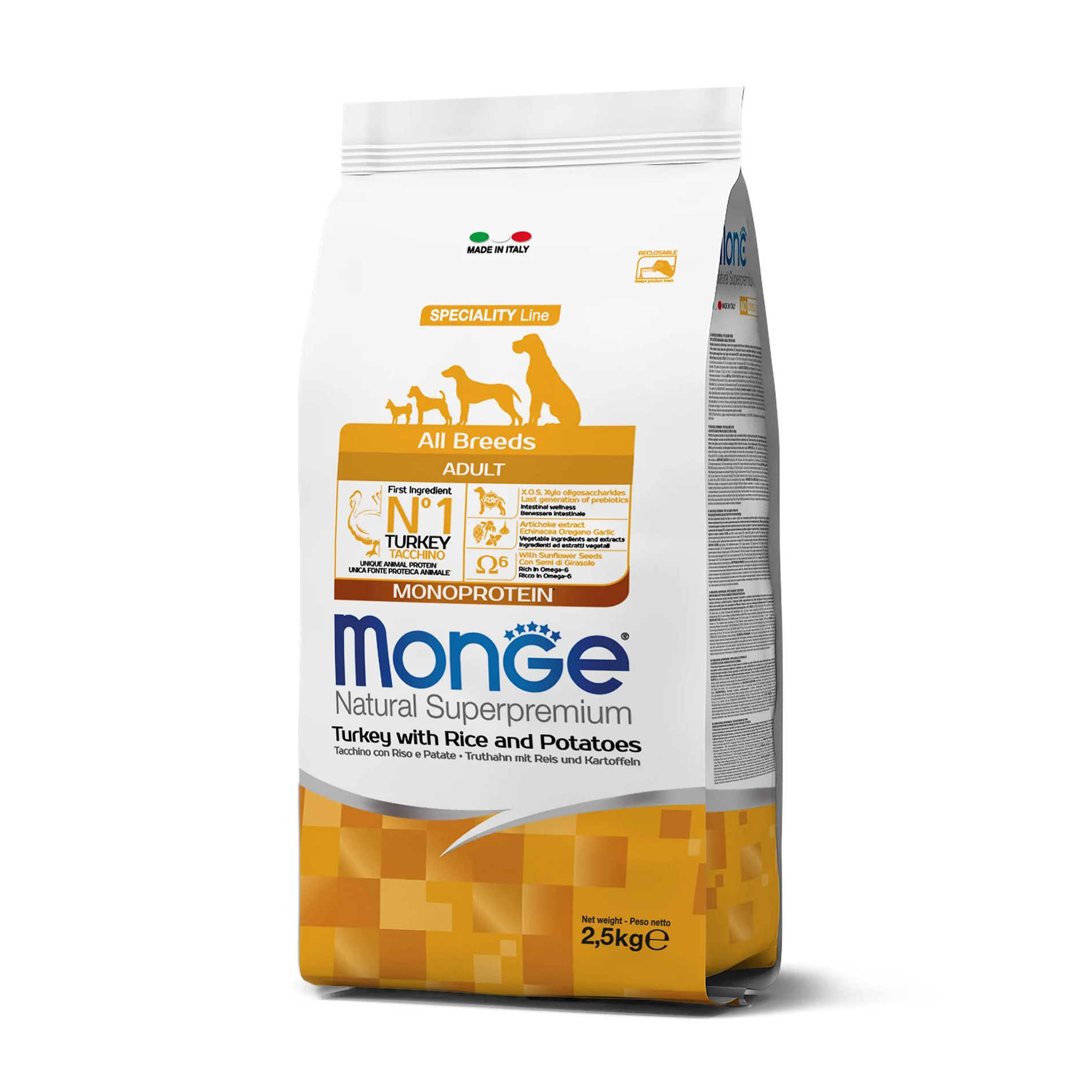 

Уцінка! Сухий корм Monge All Breeds Adult для собак всіх порід, зі смаком індички з рисом та картоплею, 2.5 кг