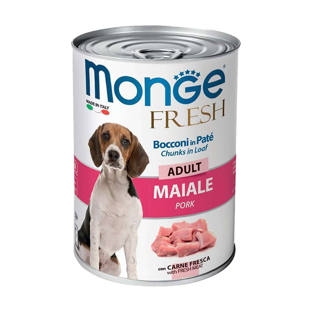 

Вологий корм для собак Monge Fresh Adult зі смаком свинини, 400 г