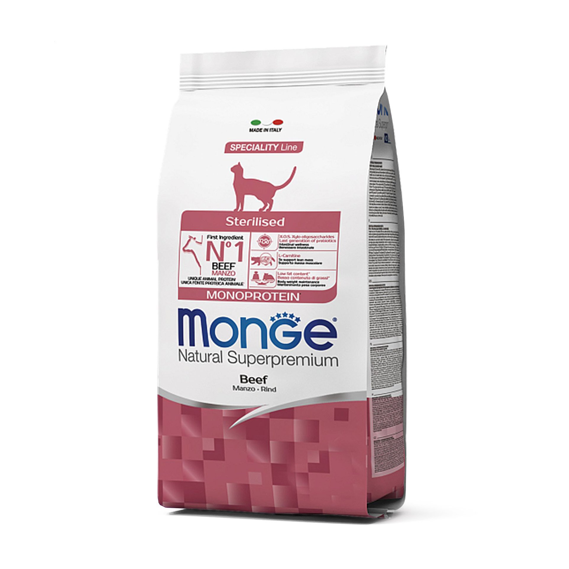 

Сухий корм для стерилізованих кішок Monge Monoprotein Sterilised зі смаком яловичини, 1.5 кг