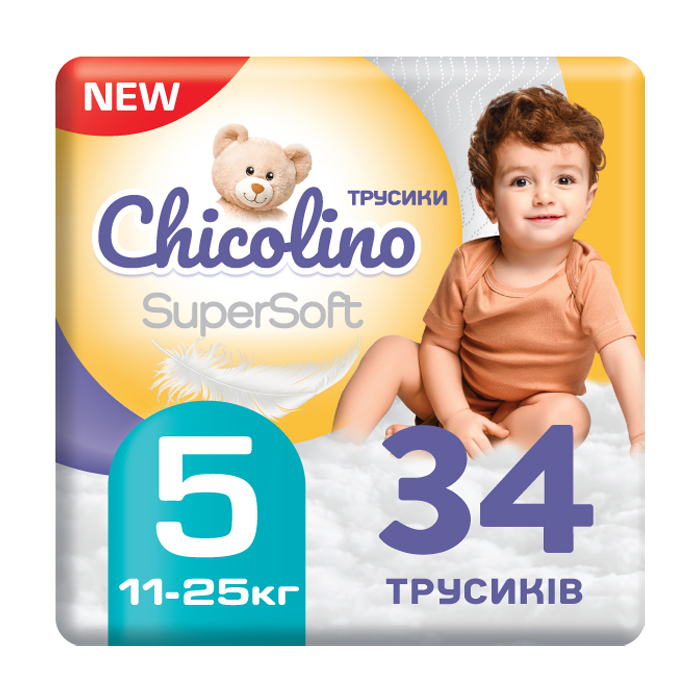 

Уцінка! Підгузки-трусики Chicolino Super Soft розмір 5 (11-25 кг), 34 шт