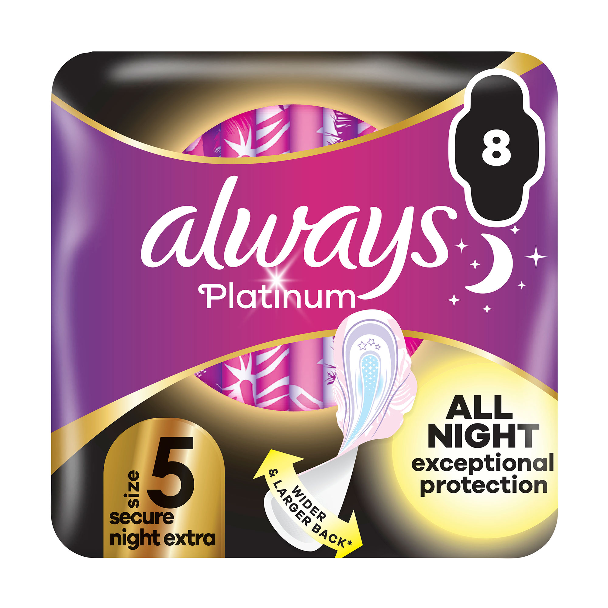 

Гігієнічні прокладки Always Platinum Secure Night Extra, розмір 5, 8 шт
