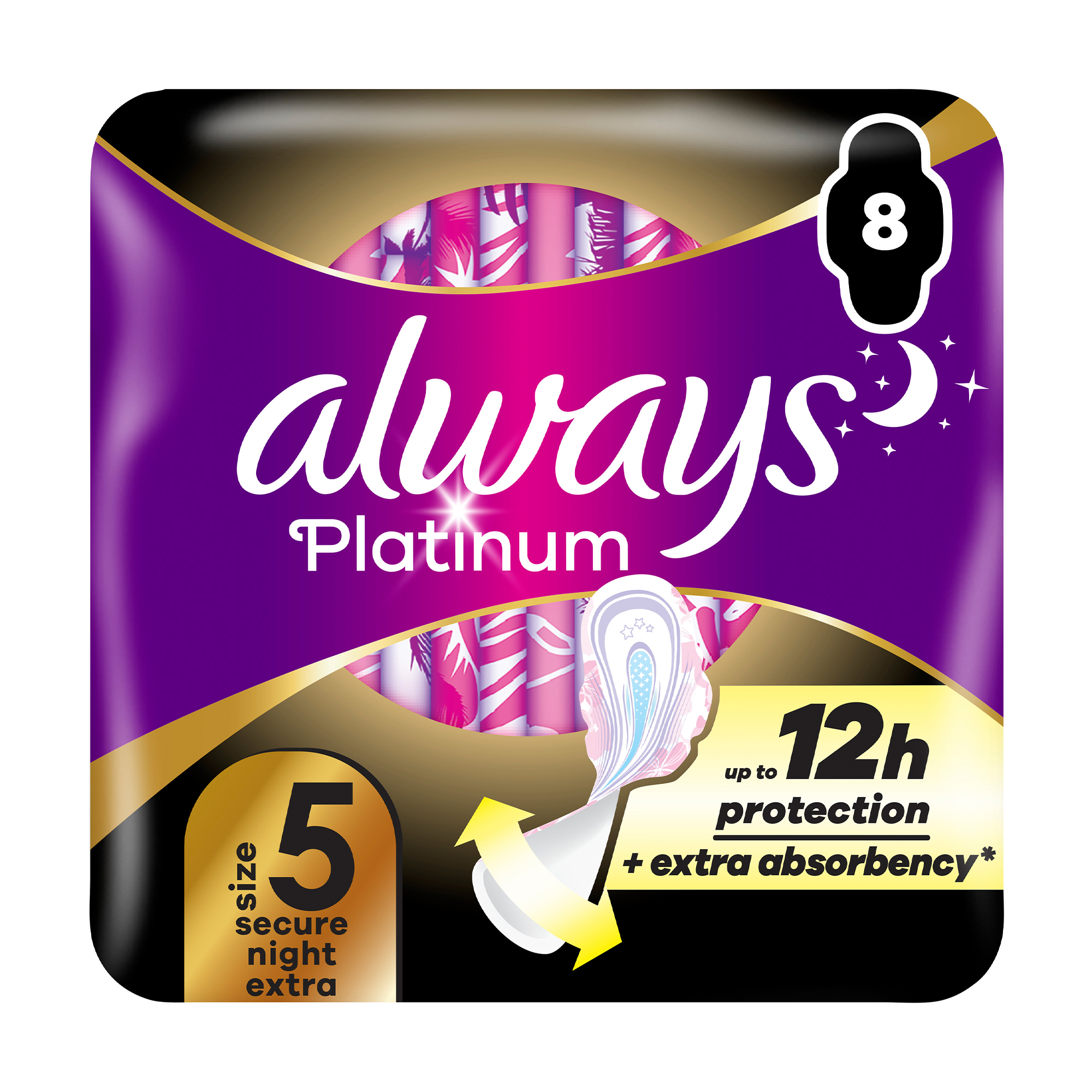 

Уцінка! Гігієнічні прокладки Always Platinum Secure Night Extra, розмір 5, 8 шт