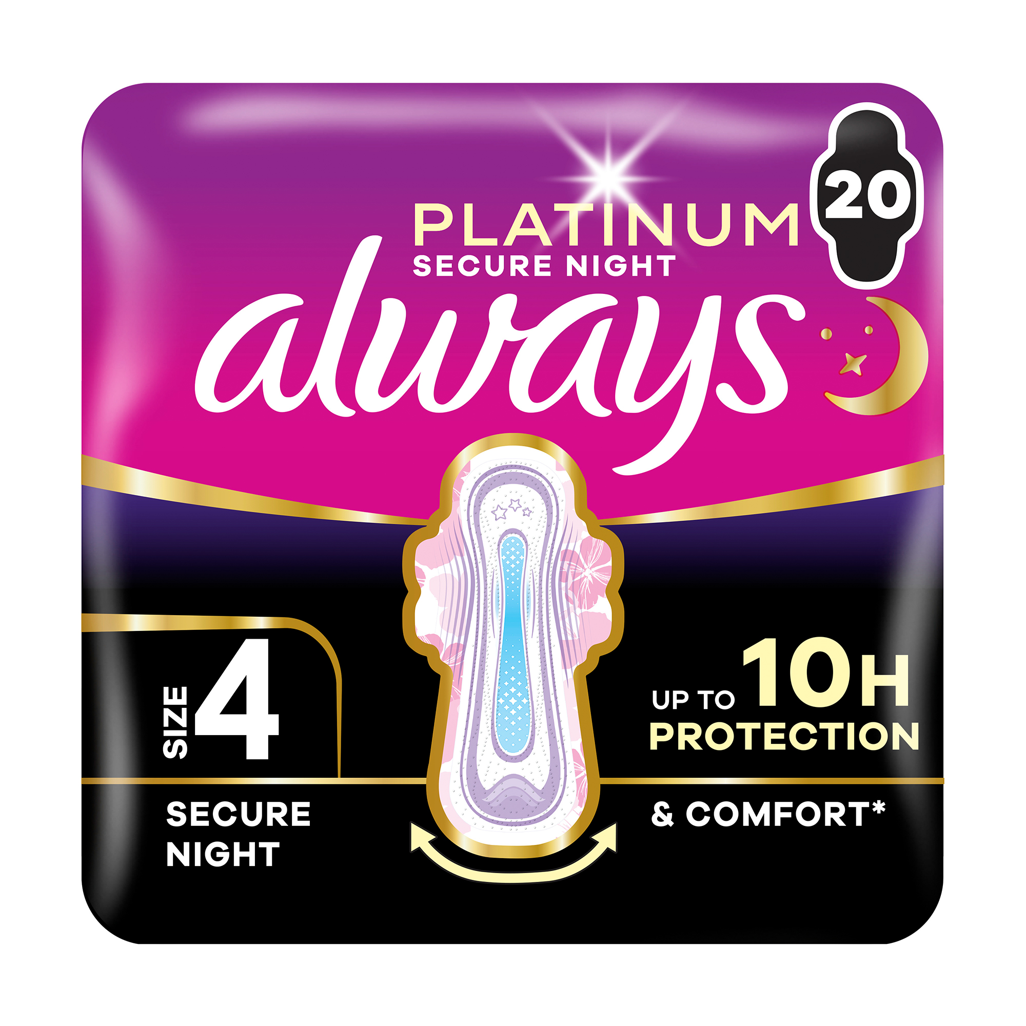 

Гігієнічні прокладки Always Platinum Secure Night, розмір 4, 20 шт