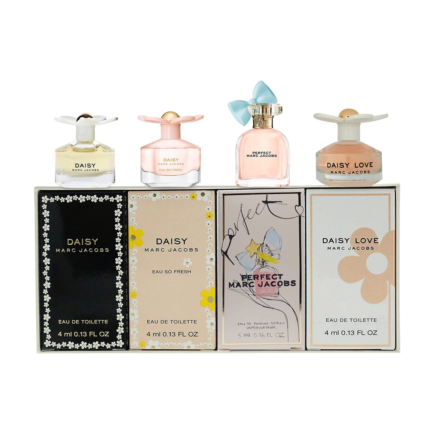 

Парфумований набір жіночий Marc Jacobs (Daisy, 4 мл + Daisy Eau So Fresh, 4 мл + Love, 4 мл + Perfect, 5 мл)