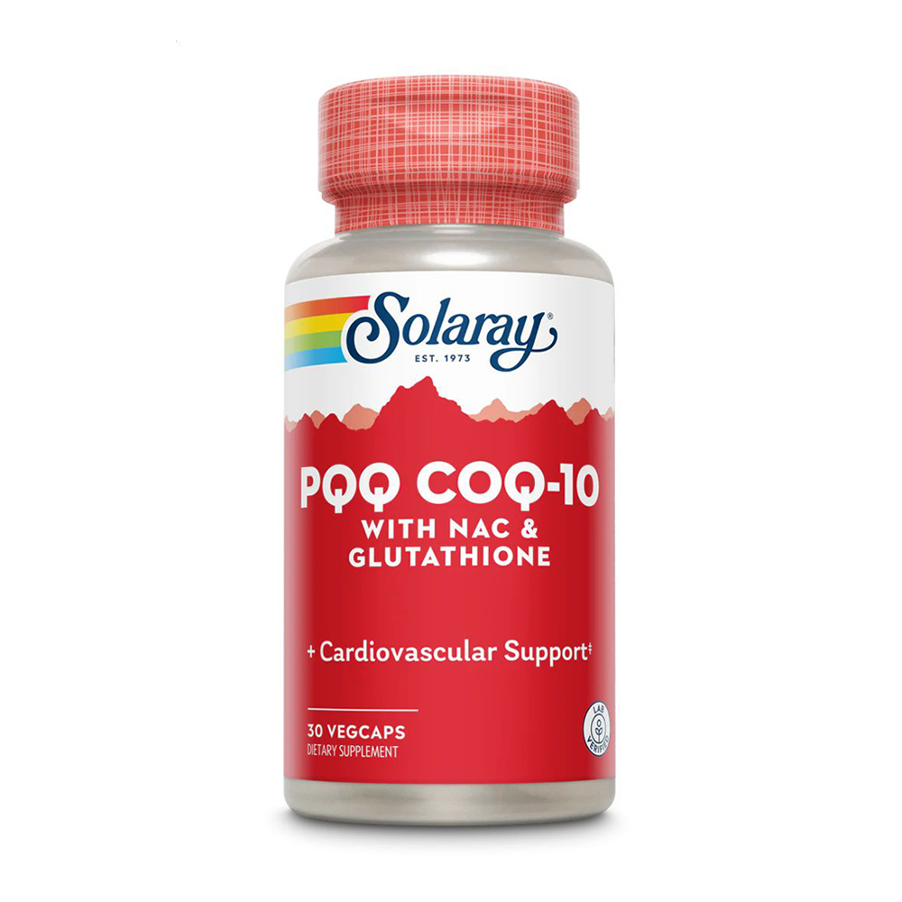 

Вітамін B14 і кофермент Q10 з N-ацетилцистеїном і глутатіоном Solaray PQQ CoQ-10 with NAC & Glutathione, 30 капсул