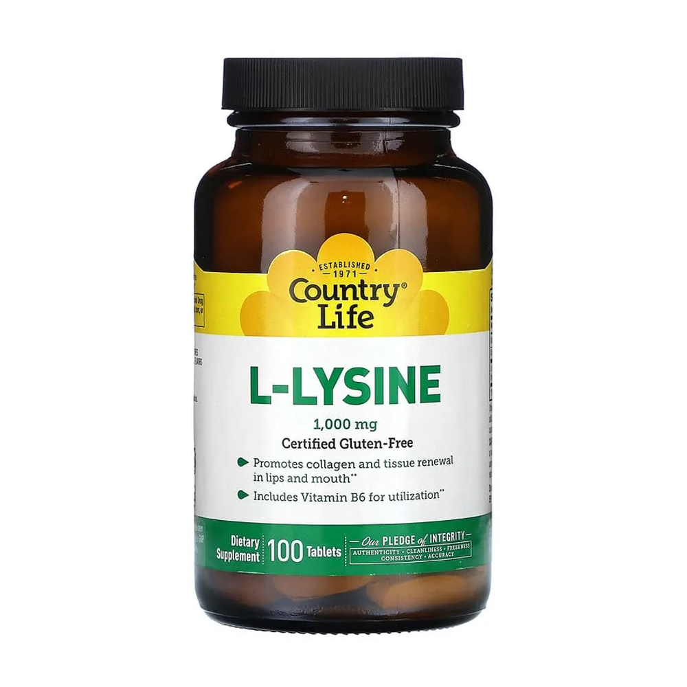 

L-Лізин Country Life L-Lysine 1000 мг, 100 таблеток