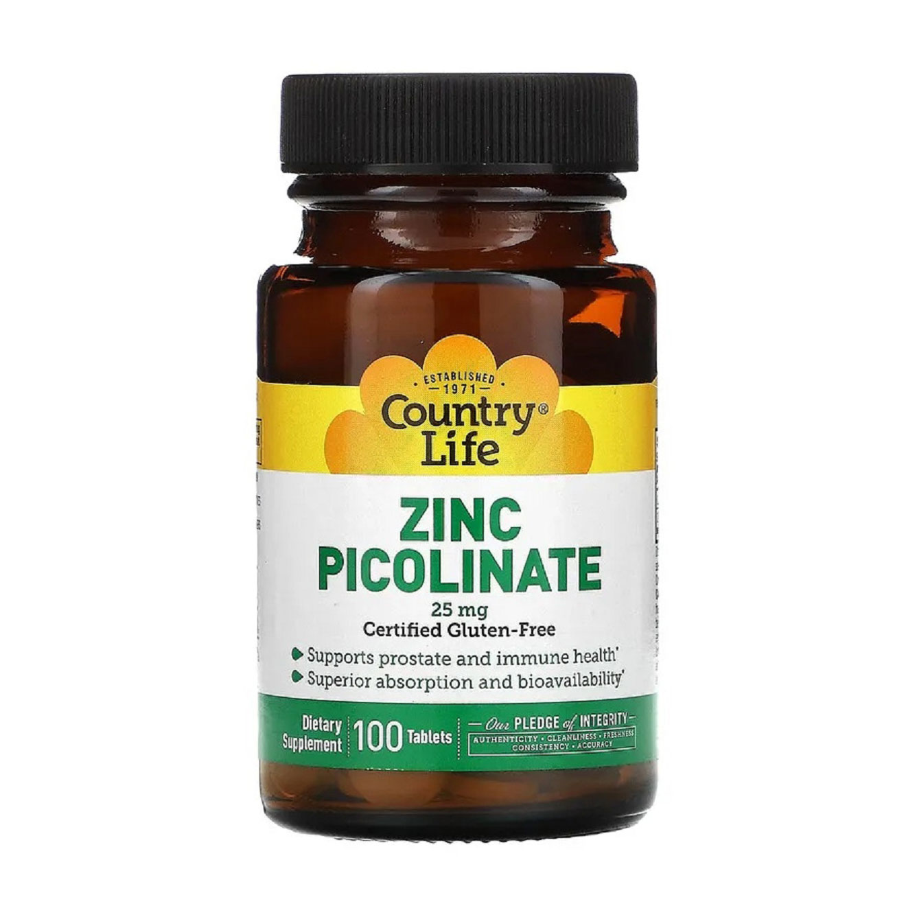 

Цинк піколінат Country Life Zinc Picolinate 25 мг, 100 капсул