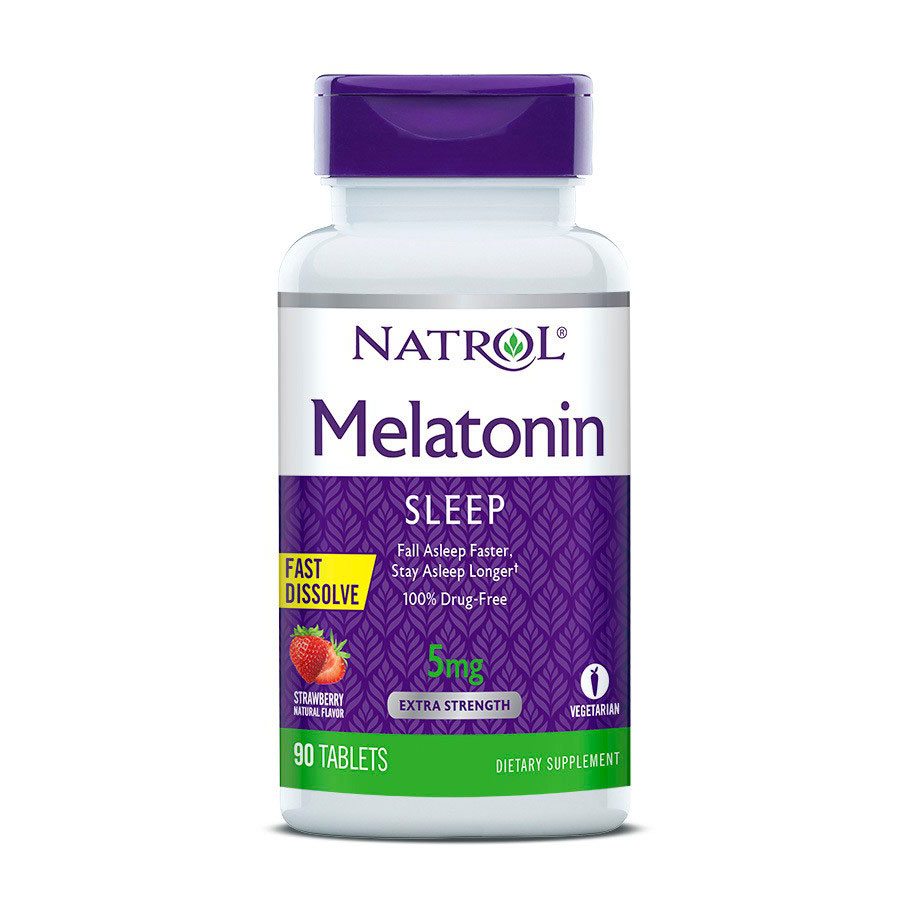 

Мелатонін Natrol Melatonin Fast Dissolve швидкорозчинний, зі смаком полуниці, 5 мг, 90 таблеток