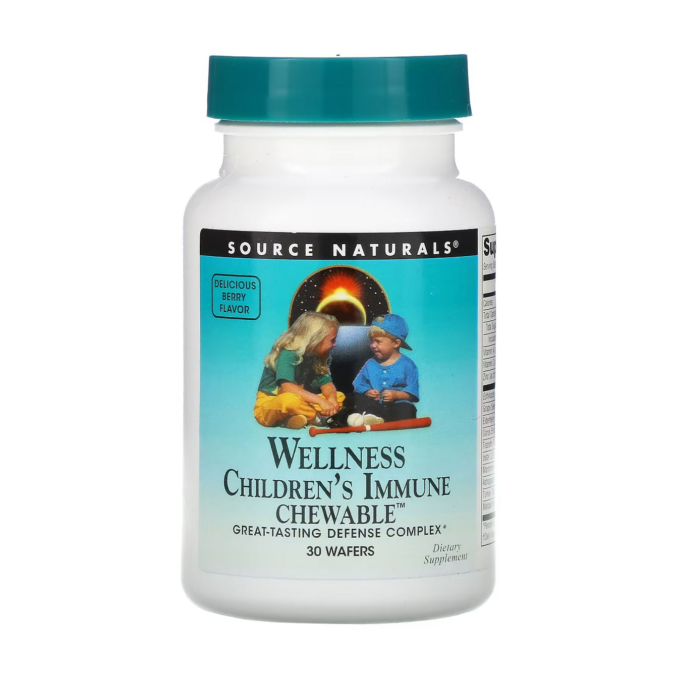 

Імунна підтримка для дітей Source Naturals Wellness Children's Immune Chewable зі смаком ягід, 30 жувальних пастилок